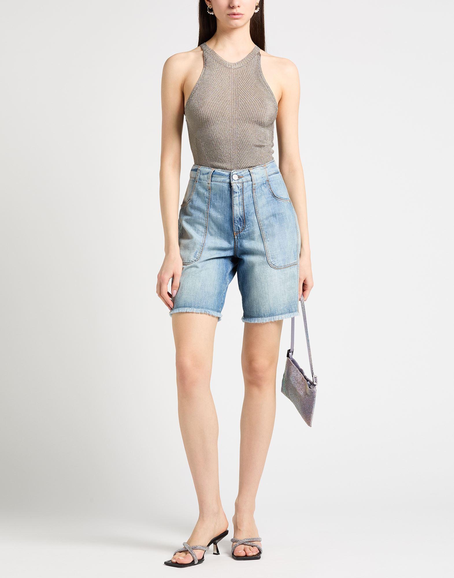 パンツ Ermanno Scervino Denim Bermuda Shorts ERMANNO Ermanno Scervino Rhinestone Embellished Bermuda