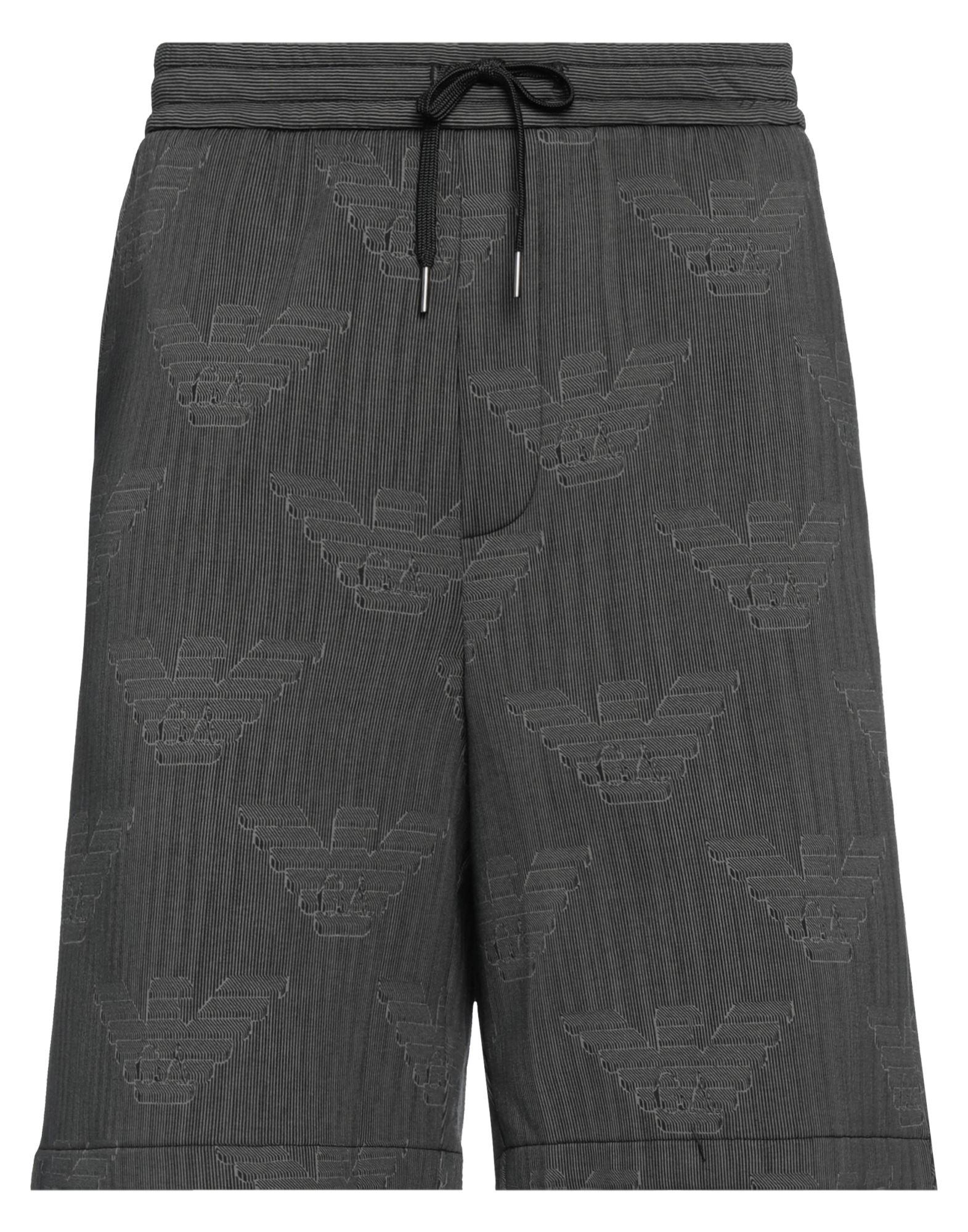 Emporio Armani pleat-detail leather shorts - Black