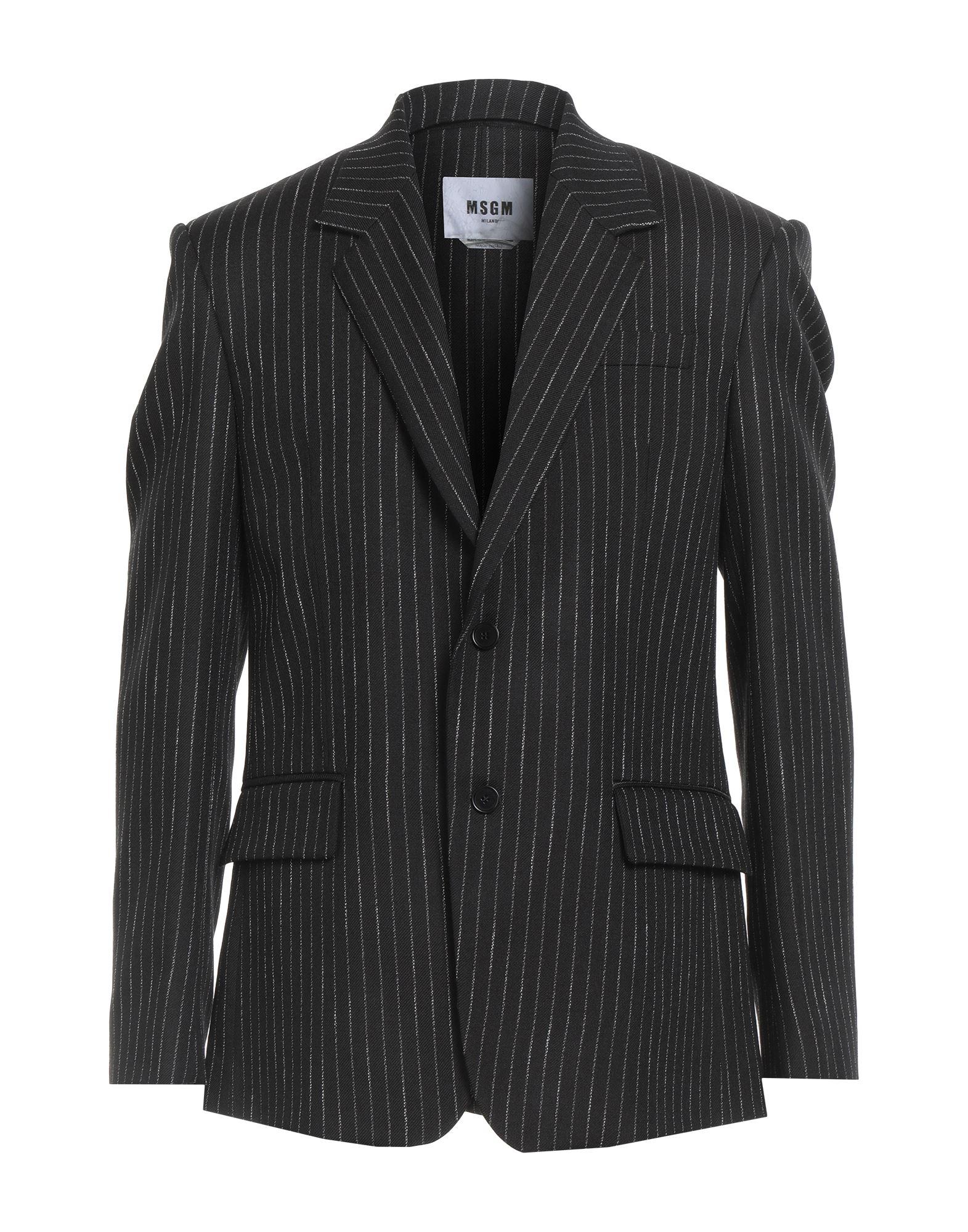 ジャケット MSGM Black stretch polyester blend blazer MSGM Double-breasted Crepe Ruffle Blazer | eBay