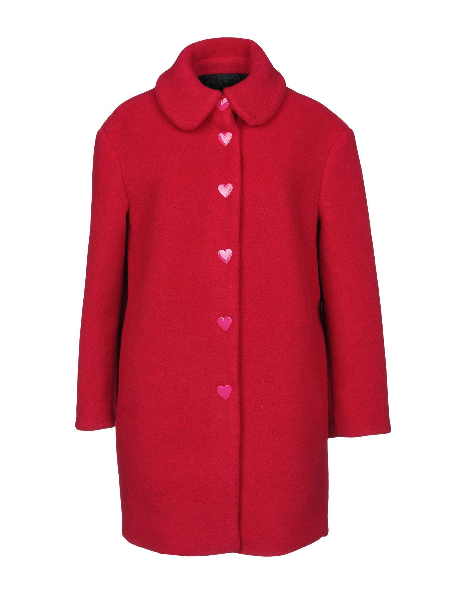 Love Moschino Flannel Coat in Fuchsia (Red) Lyst