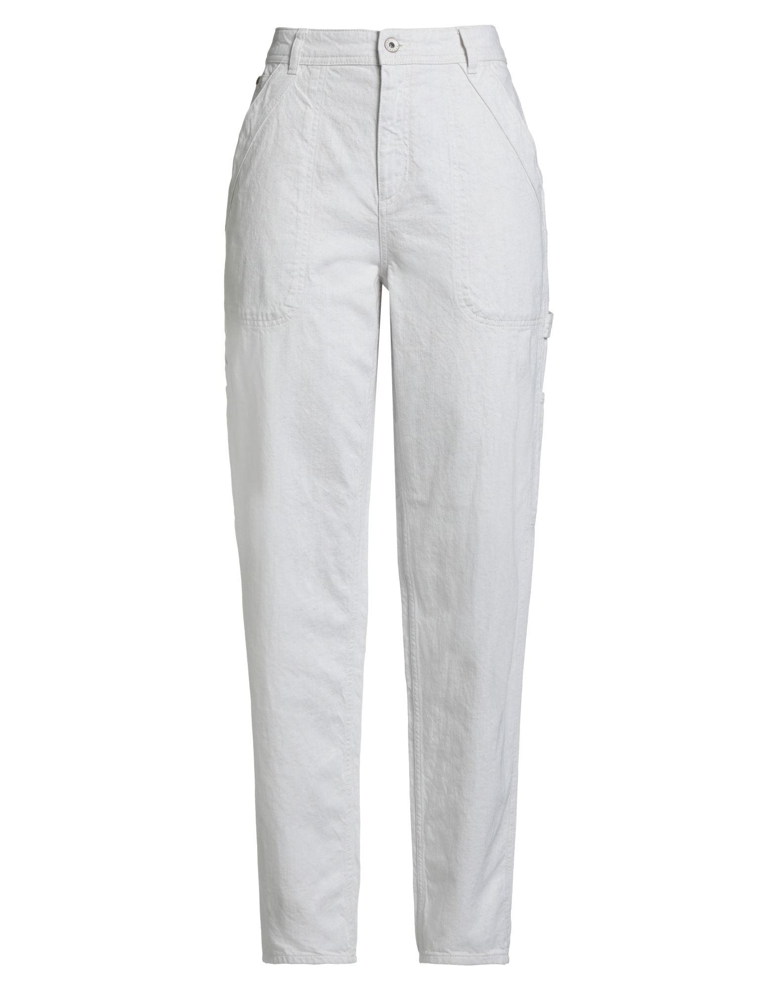 パンツ EMPORIO ARMANI 100% Linen Pants Armani Exchange Women's Linen Wide Leg Pants, Optic White, 0