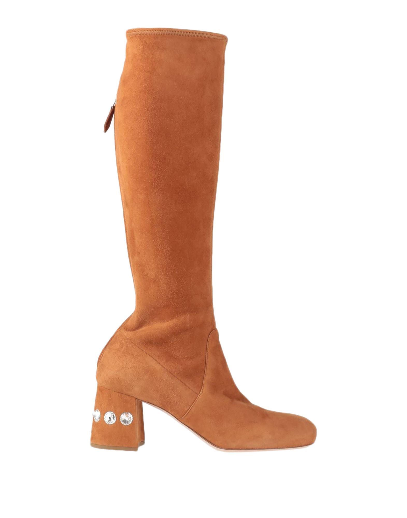 Miu Miu Knee Boots in Brown Lyst