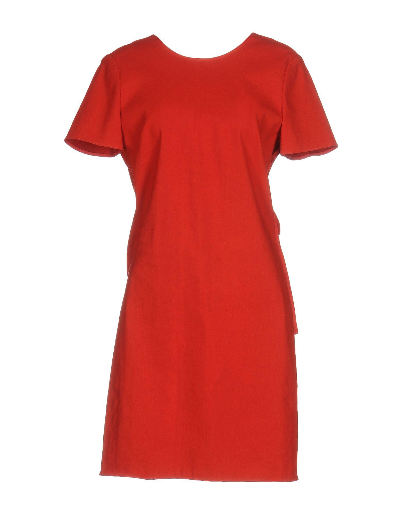 Lanvin Linen Short Dress in Red - Lyst