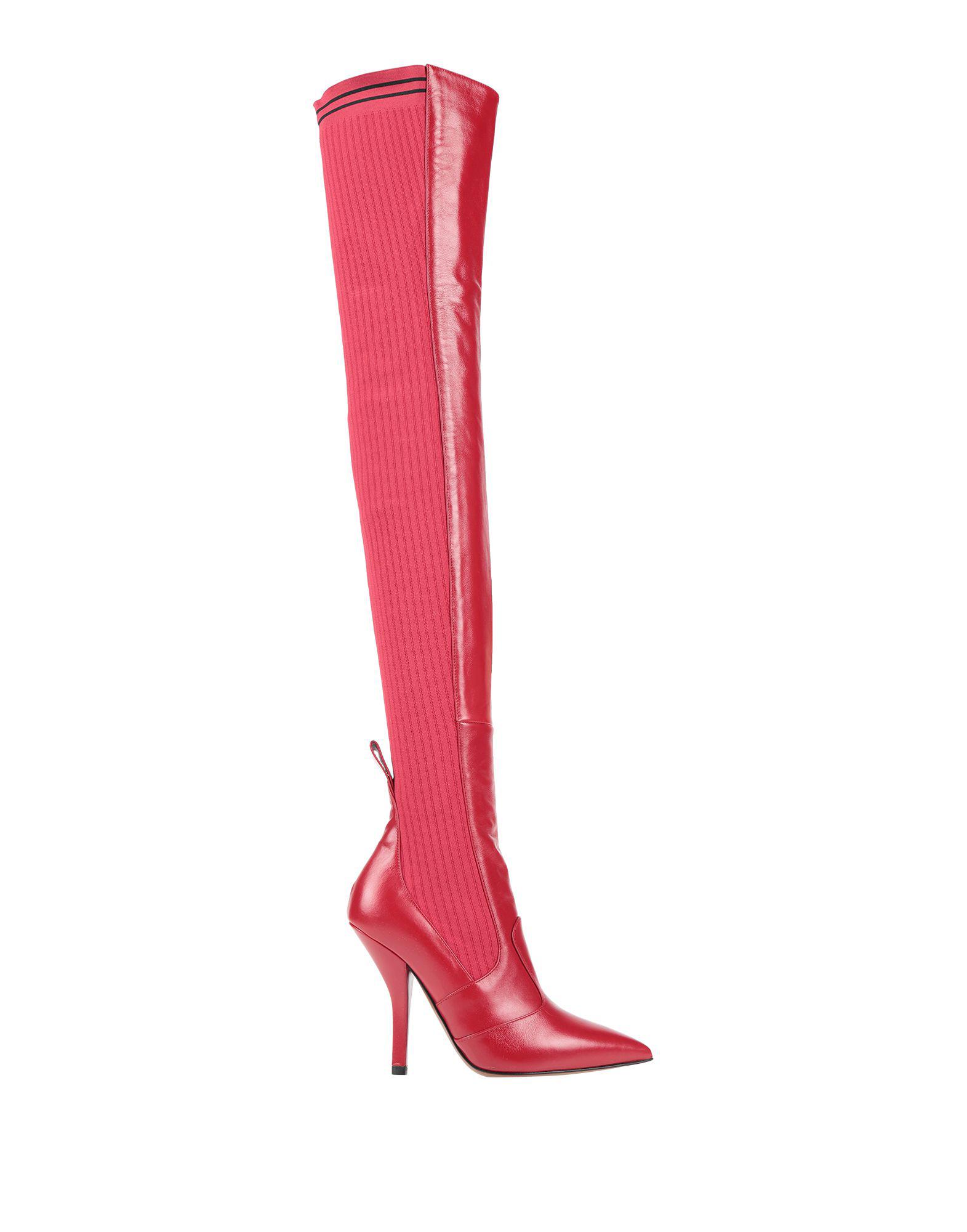Fendi Rockoko 100mm Thigh-high Boots in Red | Lyst