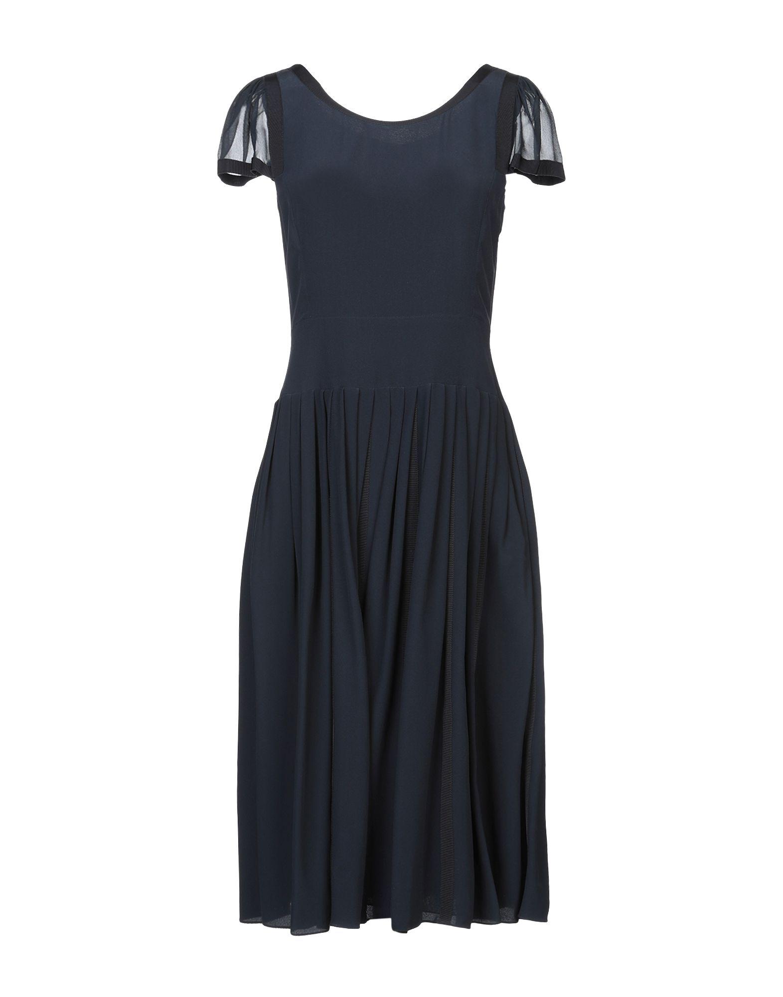 Emporio Armani Silk Knee-length Dress in Dark Blue (Blue) - Lyst