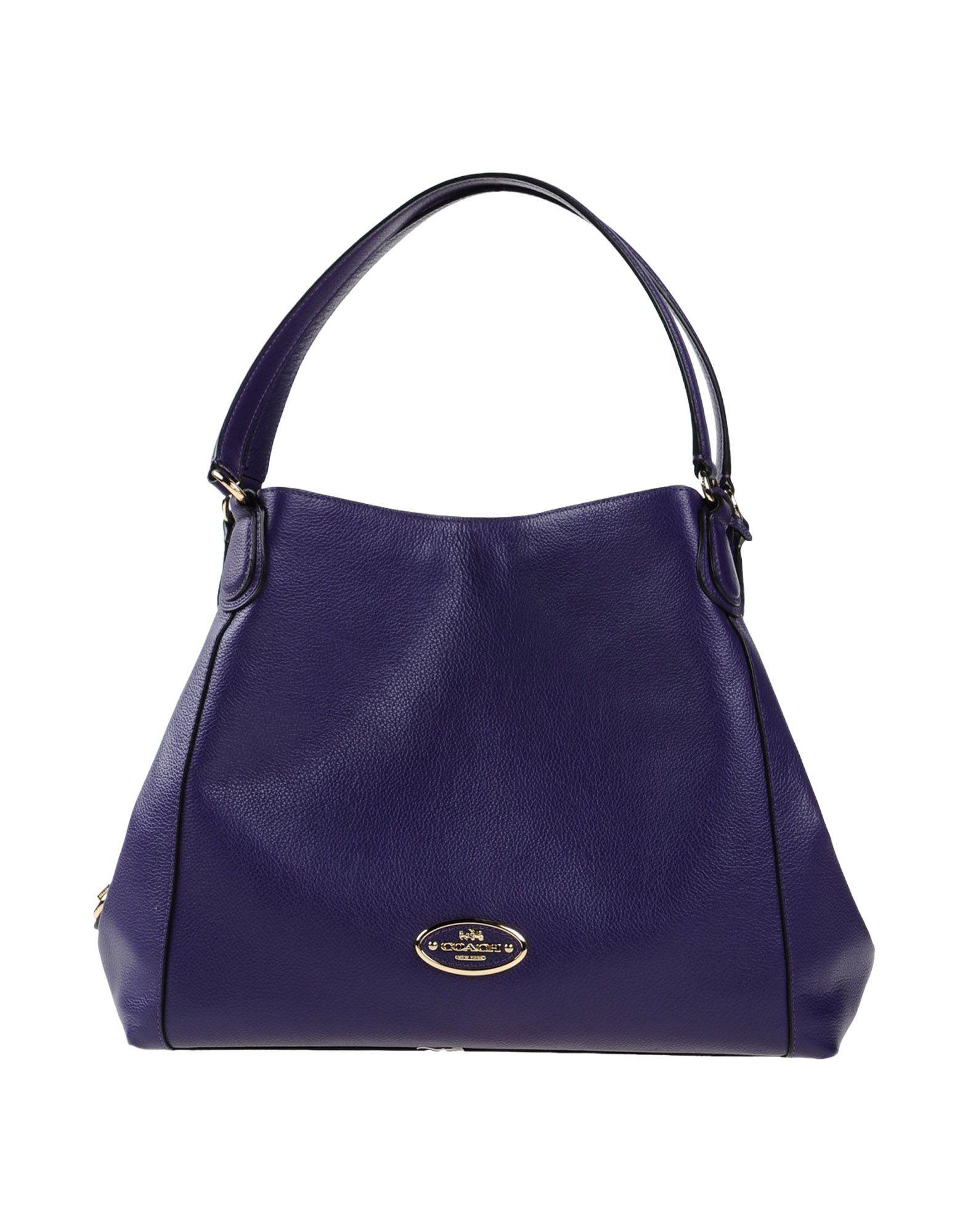 COACH Leather Handbag in Dark Purple (Purple) - Lyst