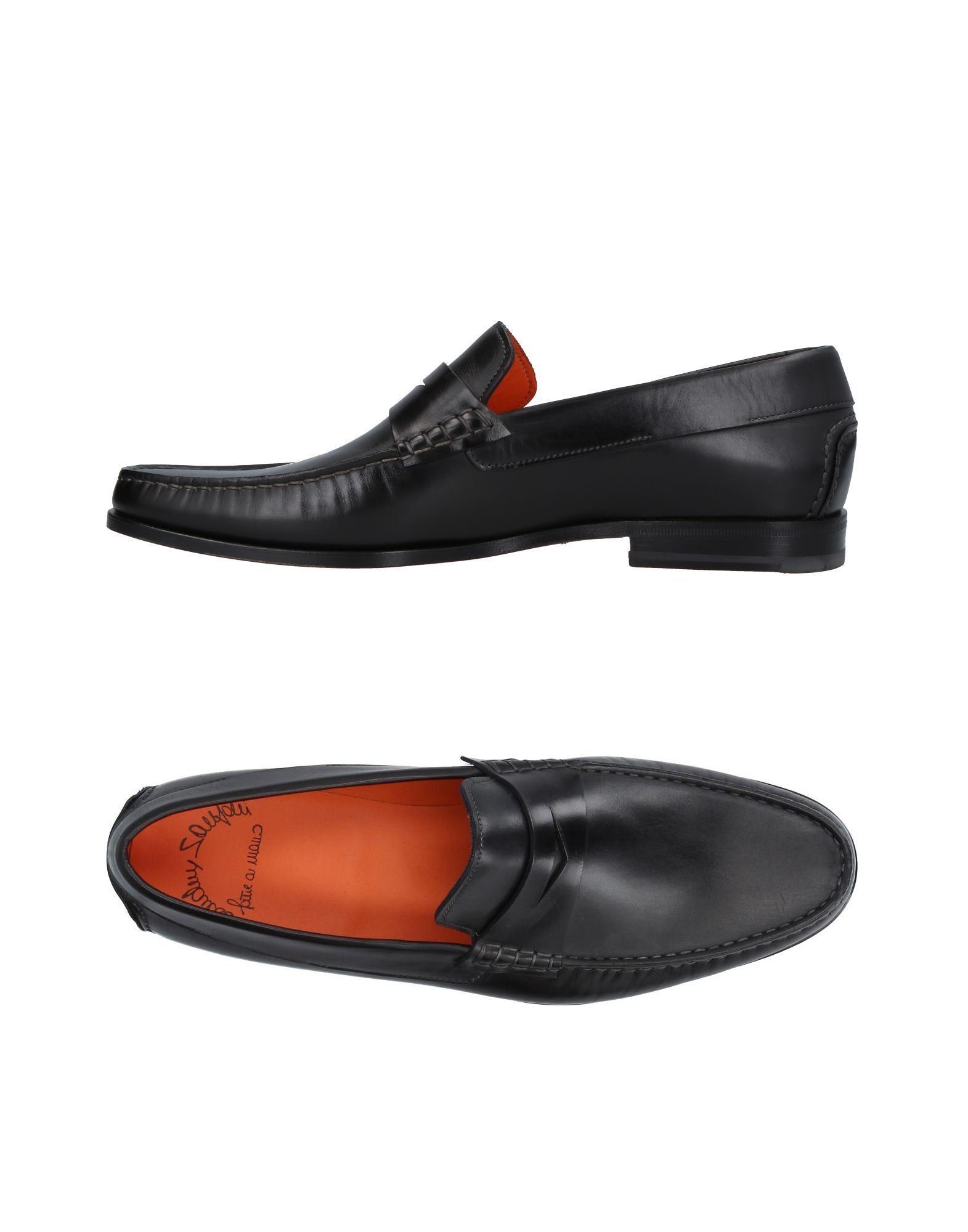 Santoni Leather Loafer in Black for Men - Lyst