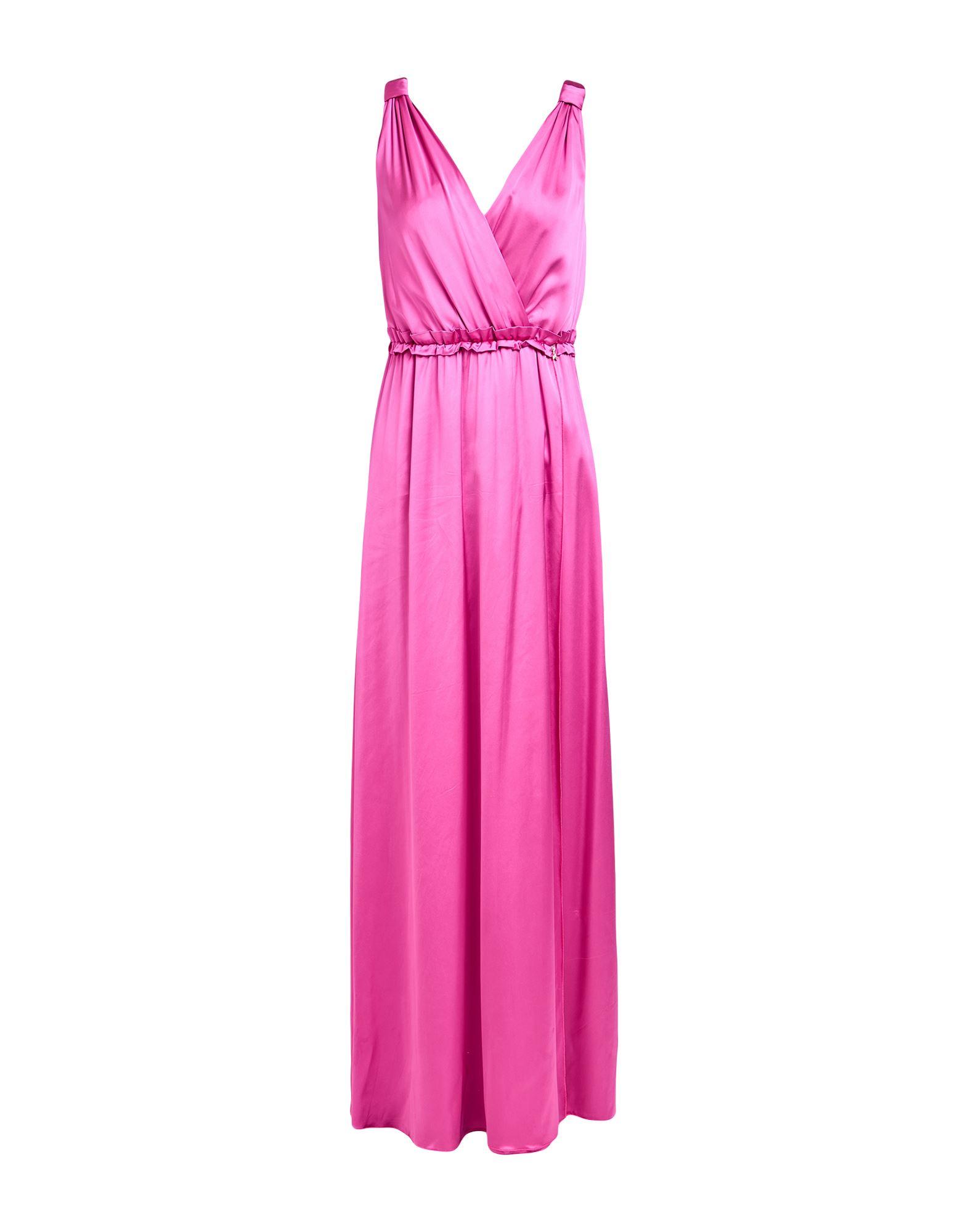patrizia pepe pink dress Patrizia Pepe Ruched Georgette Crepe Maxi Flared Dress | Pink