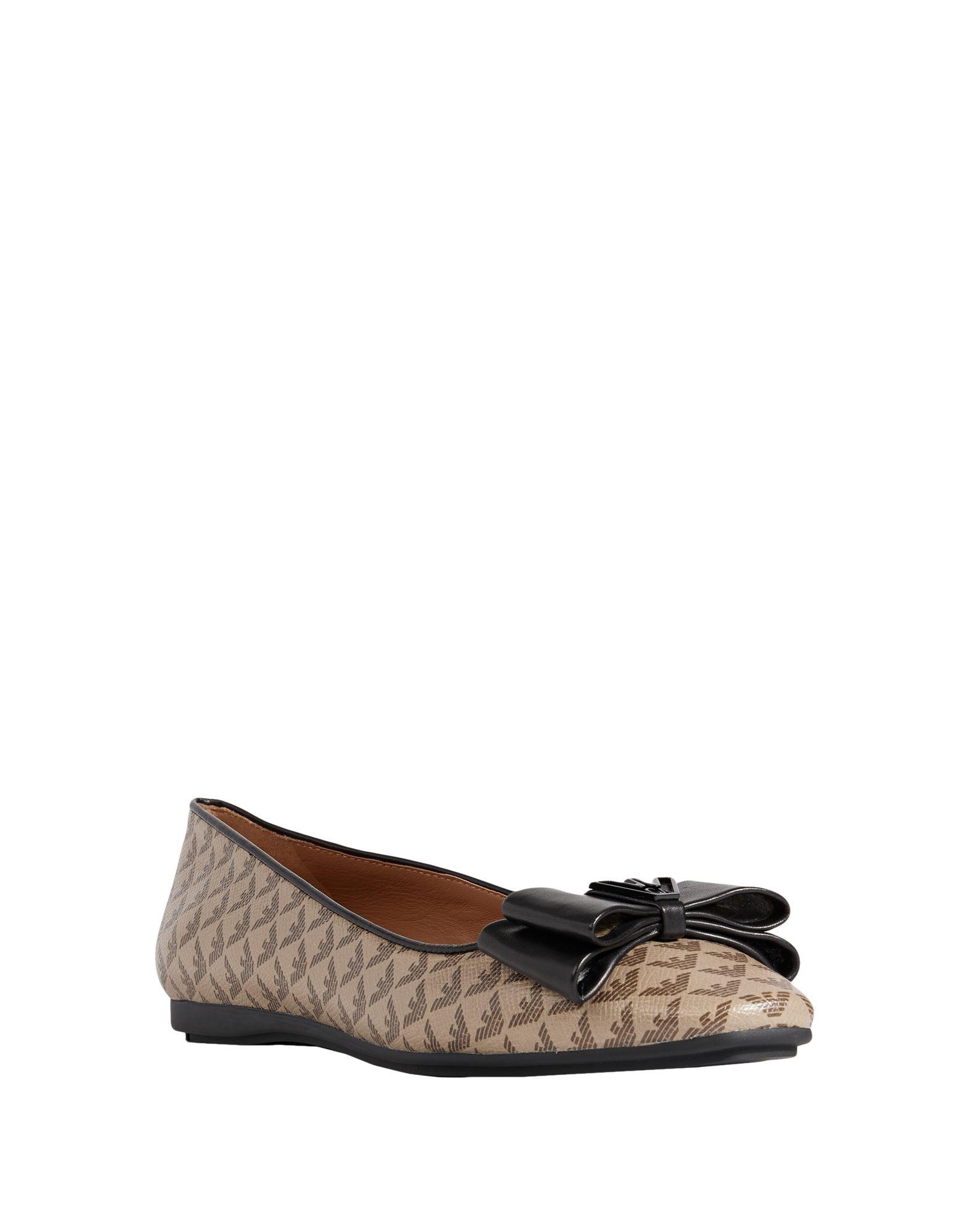 Emporio Armani Ballet Flats in Brown Lyst