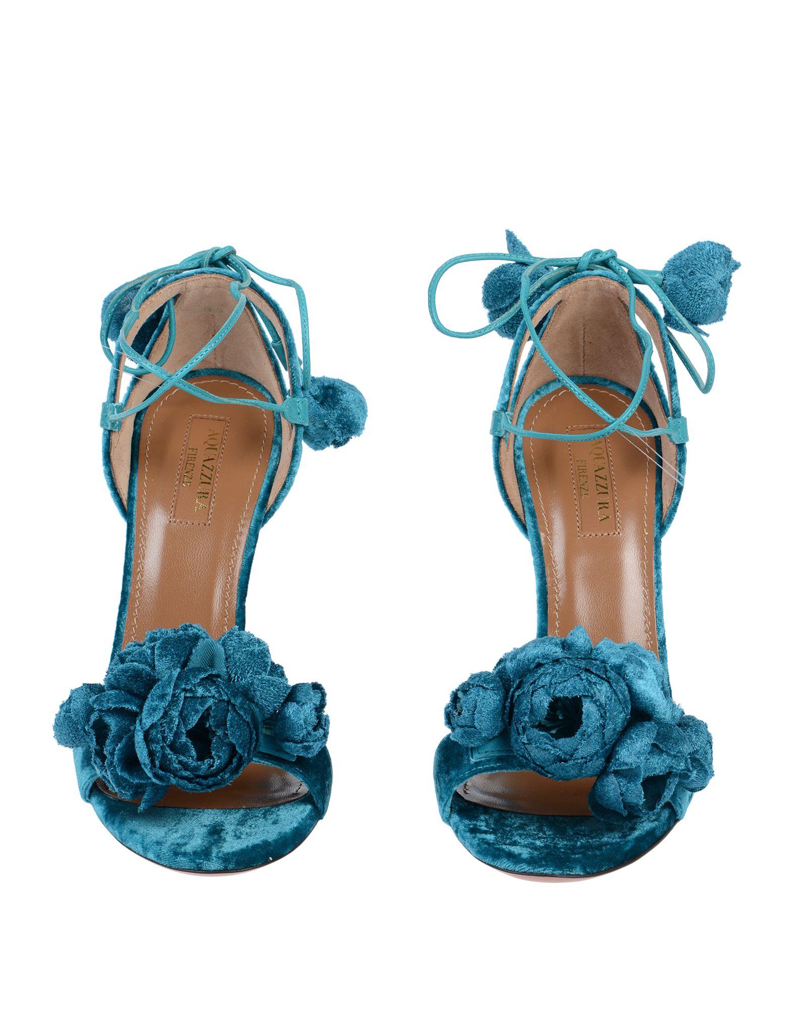 Aquazzura Velvet Sandals in Deep Jade (Blue) - Lyst