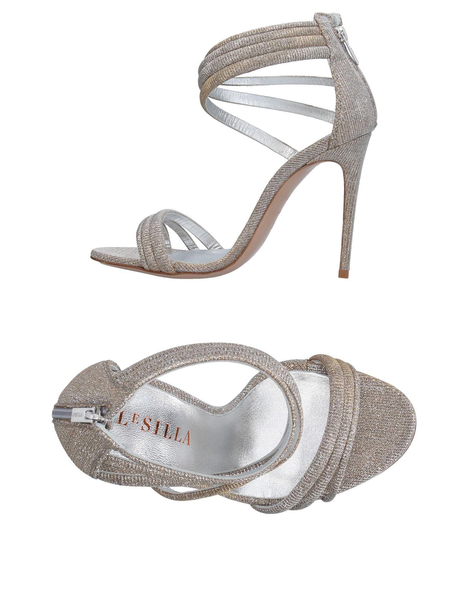 Le Silla Leather Sandals in Silver (Metallic) - Lyst