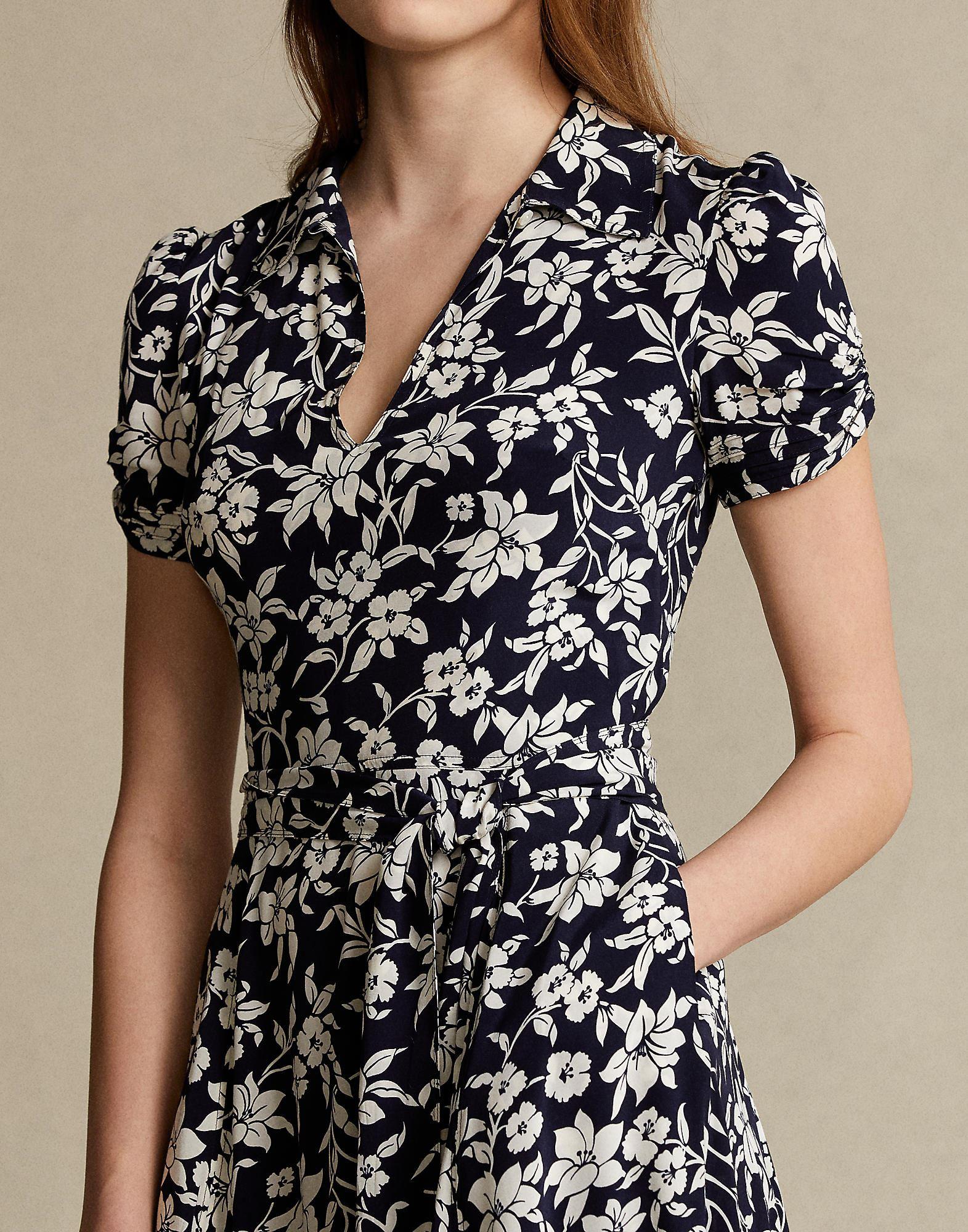 Polo Ralph Lauren Floral A-line Dress in Blue | Lyst