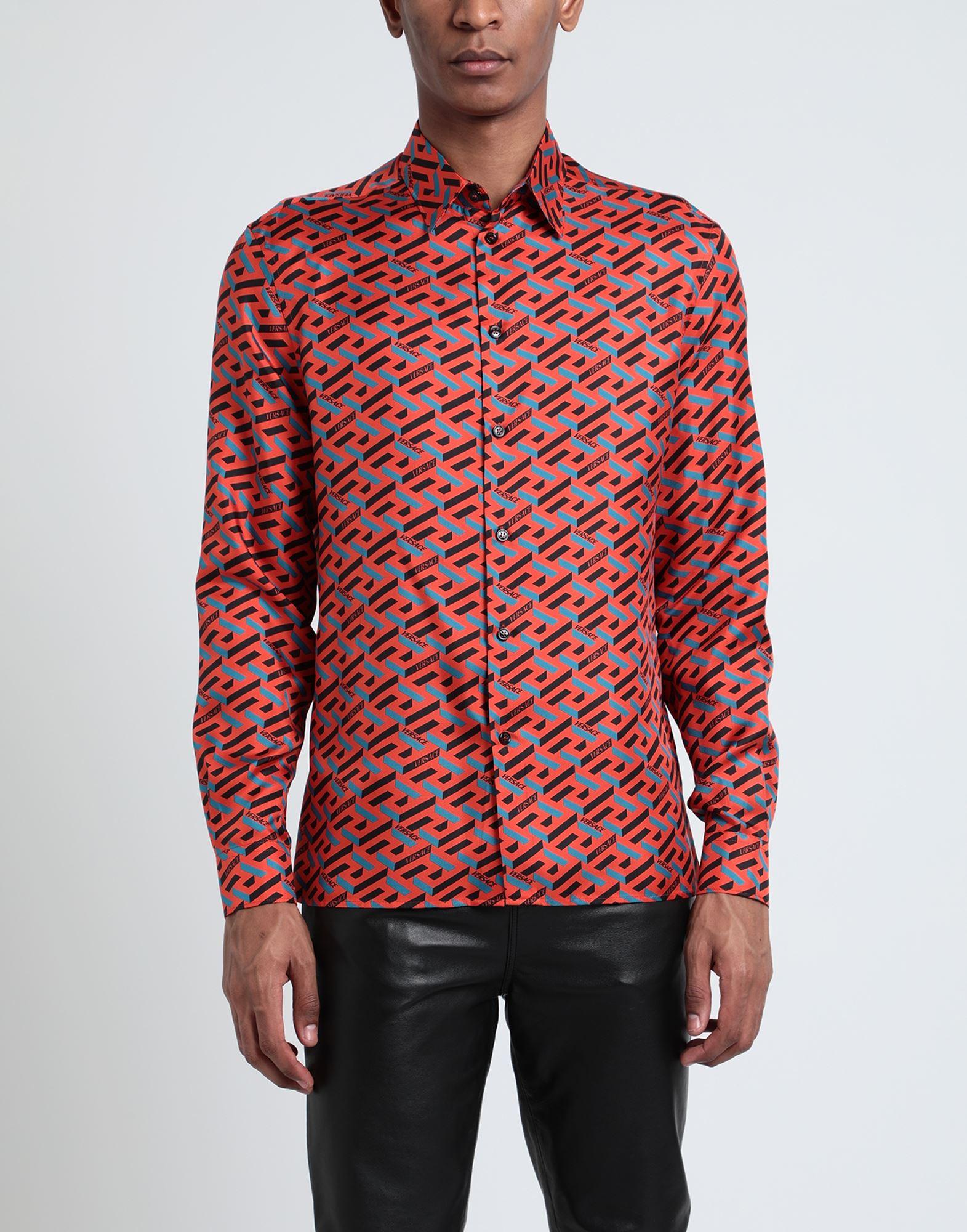 Versace silk cheap shirt red