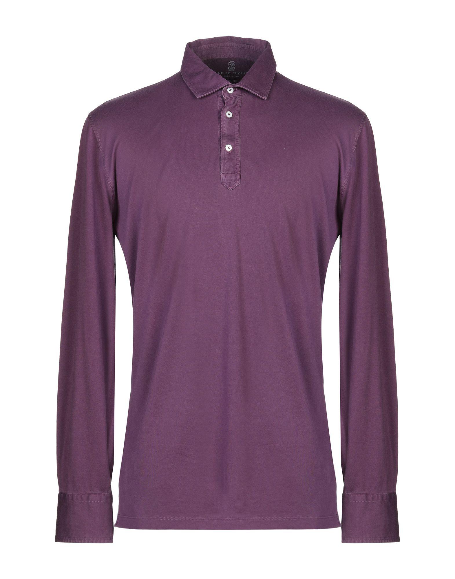 Brunello Cucinelli Cotton Polo Shirt in Purple for Men - Lyst