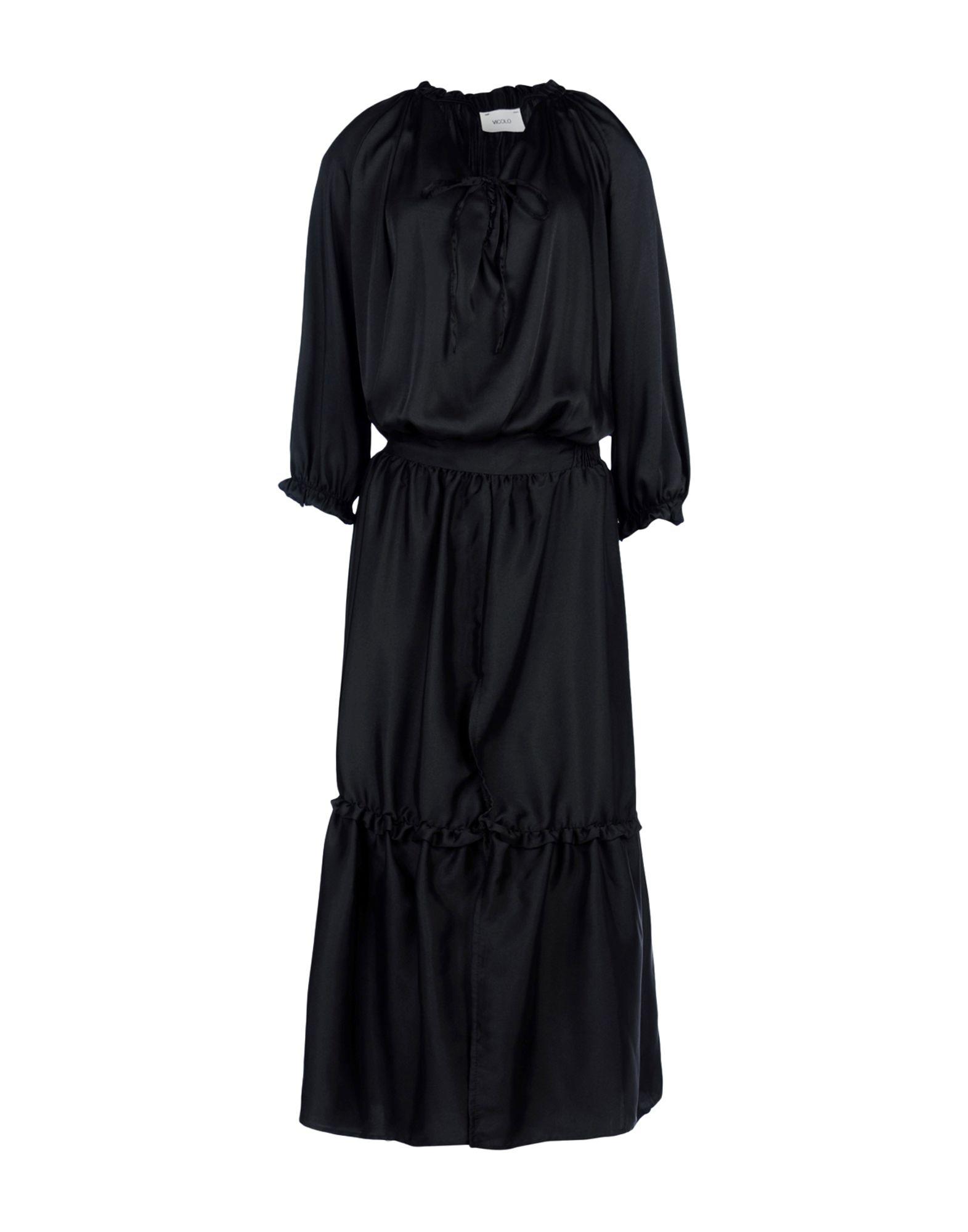 ViCOLO Satin Long Dress in Black - Lyst