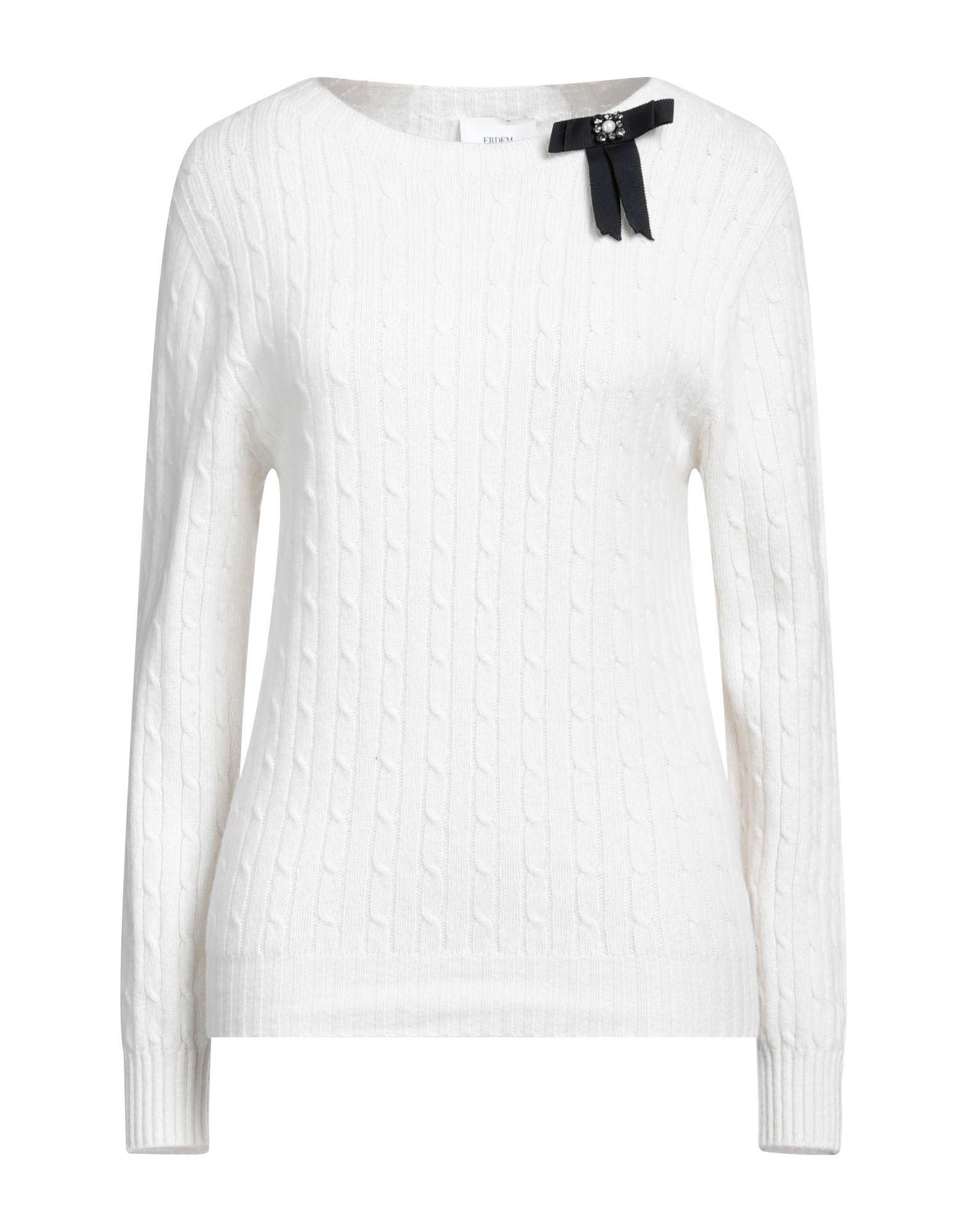 Erdem White Crewneck Sweater In Green Multi