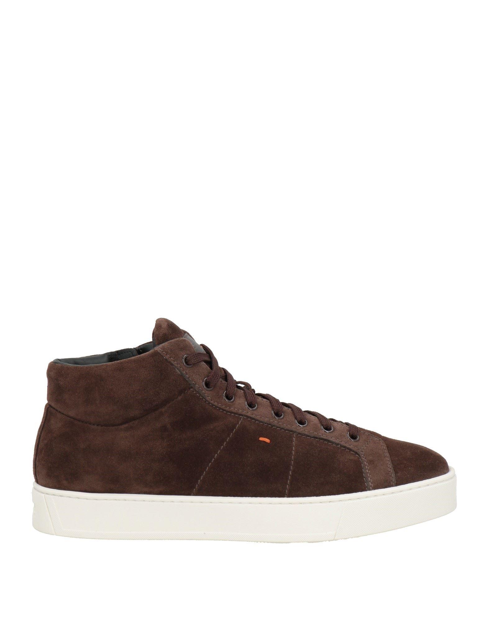 Santoni designer high top leather and suede tennis shoes Santoni Gray Crocodile Embossed High Tops Leather Sneakers  main image 2