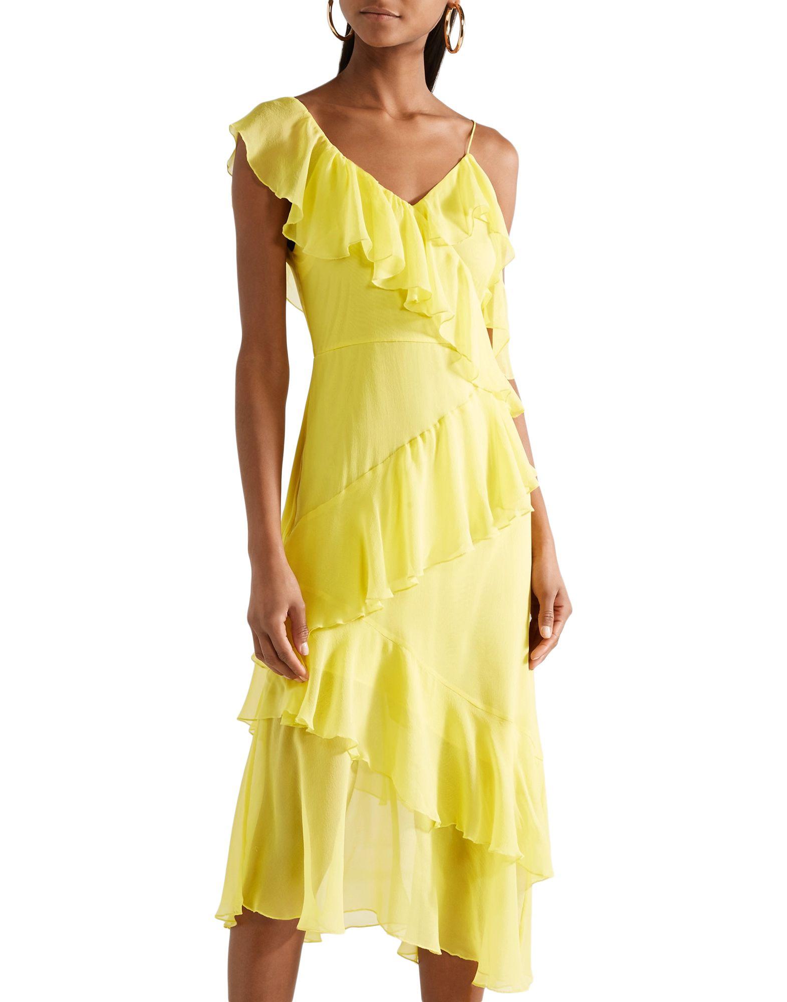 Alice + Olivia Silk Knee-length Dress in Yellow - Lyst