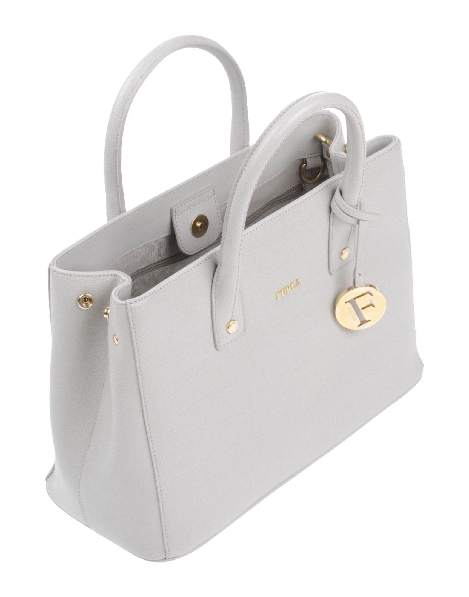 Furla Leather Handbag in Light Grey (Gray) Lyst