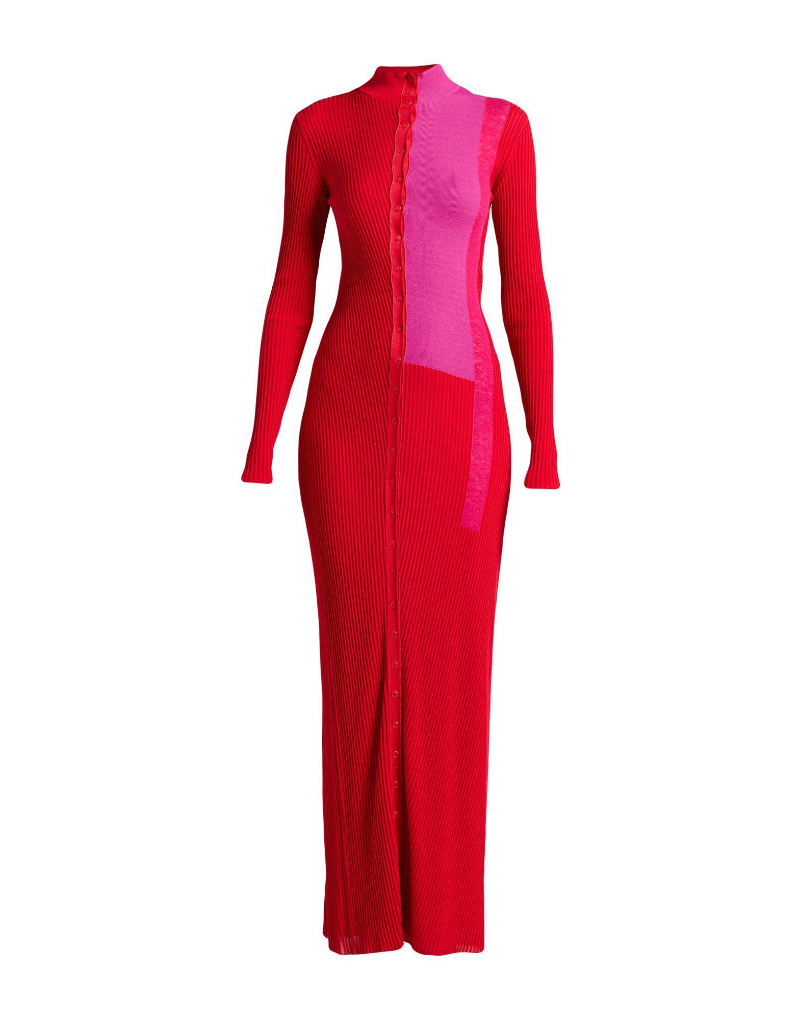 open lace back dress Fendi Red Backless Halter Tie Neck Asymmetrical Hem Drapped Midi Dress
