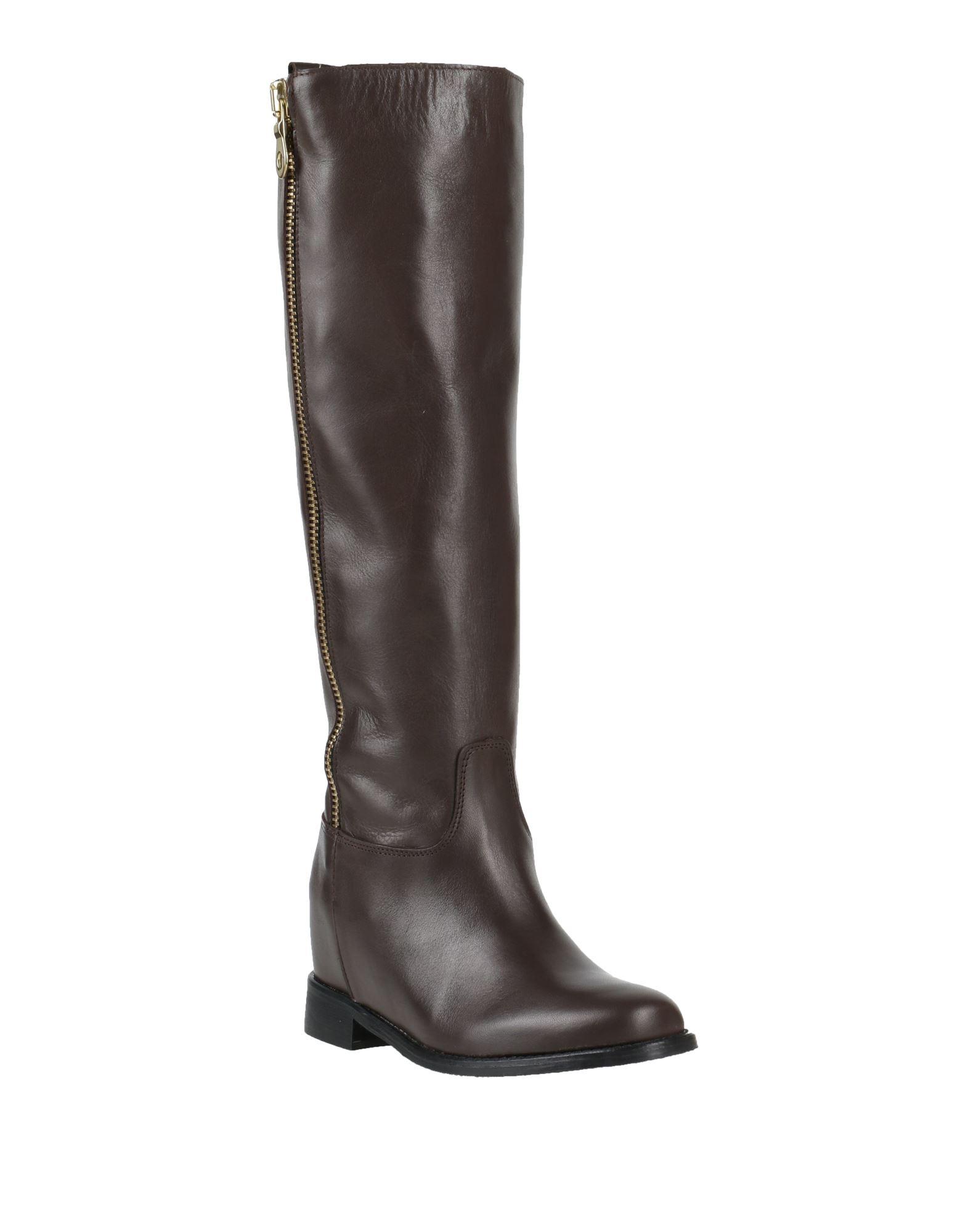 GISEL MOIRE Dark Boot Calfskin in Brown Lyst