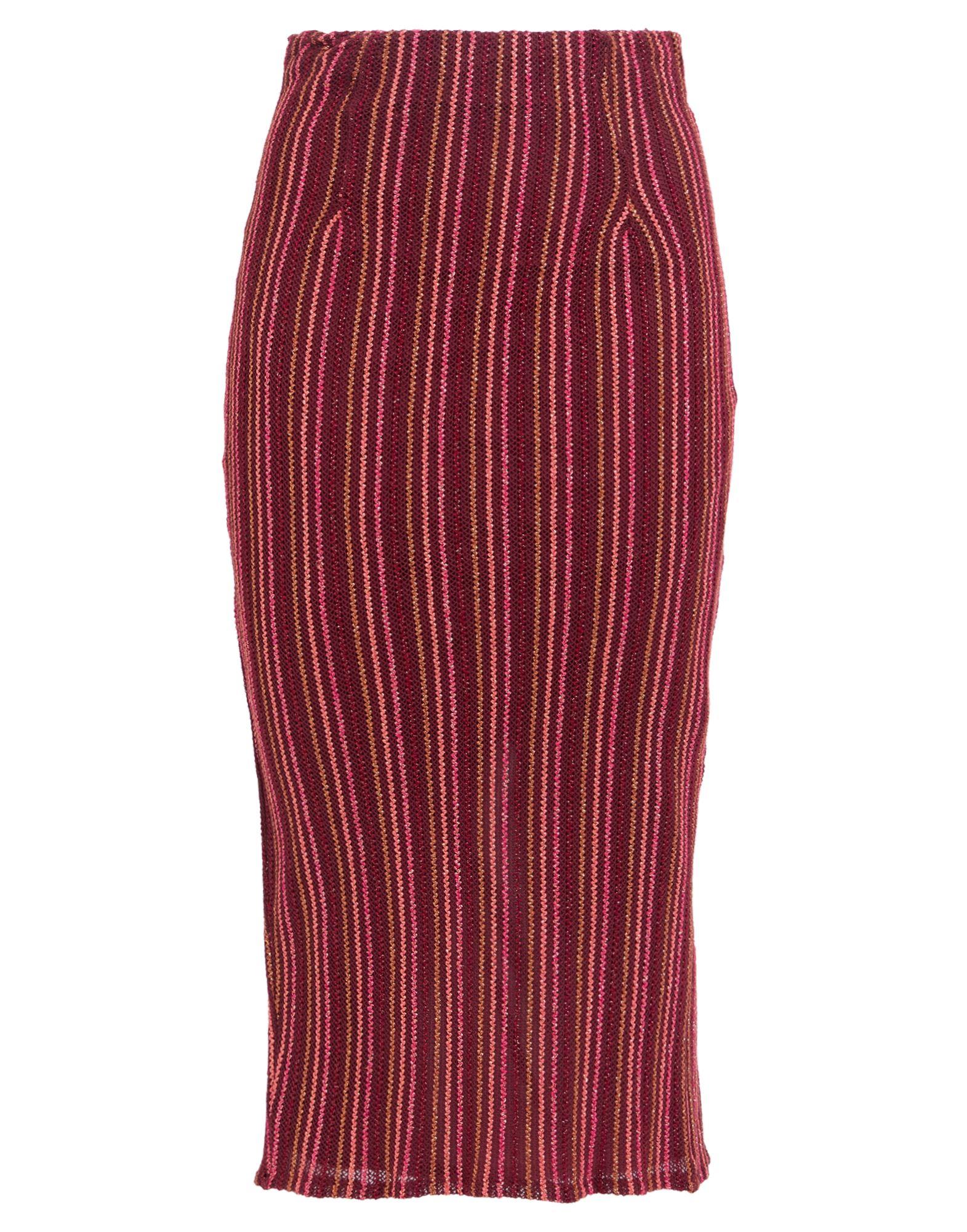 PHO® Firenze Burgundy Midi Skirt Cotton, Polyester, Lurex in Red