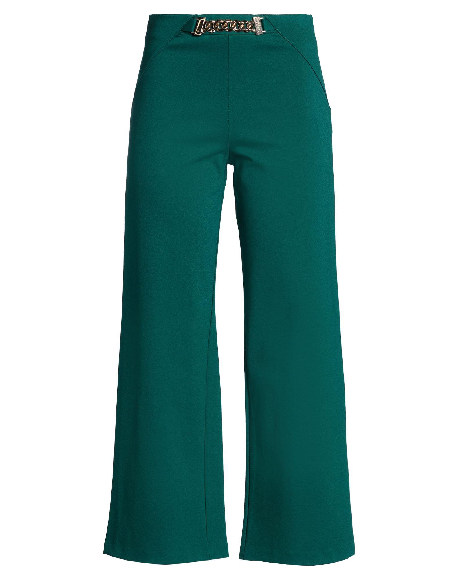 slim fit dress slacks EMERALD GREEN SILK TROUSERS – PETITE-THE-BRAND main image 0