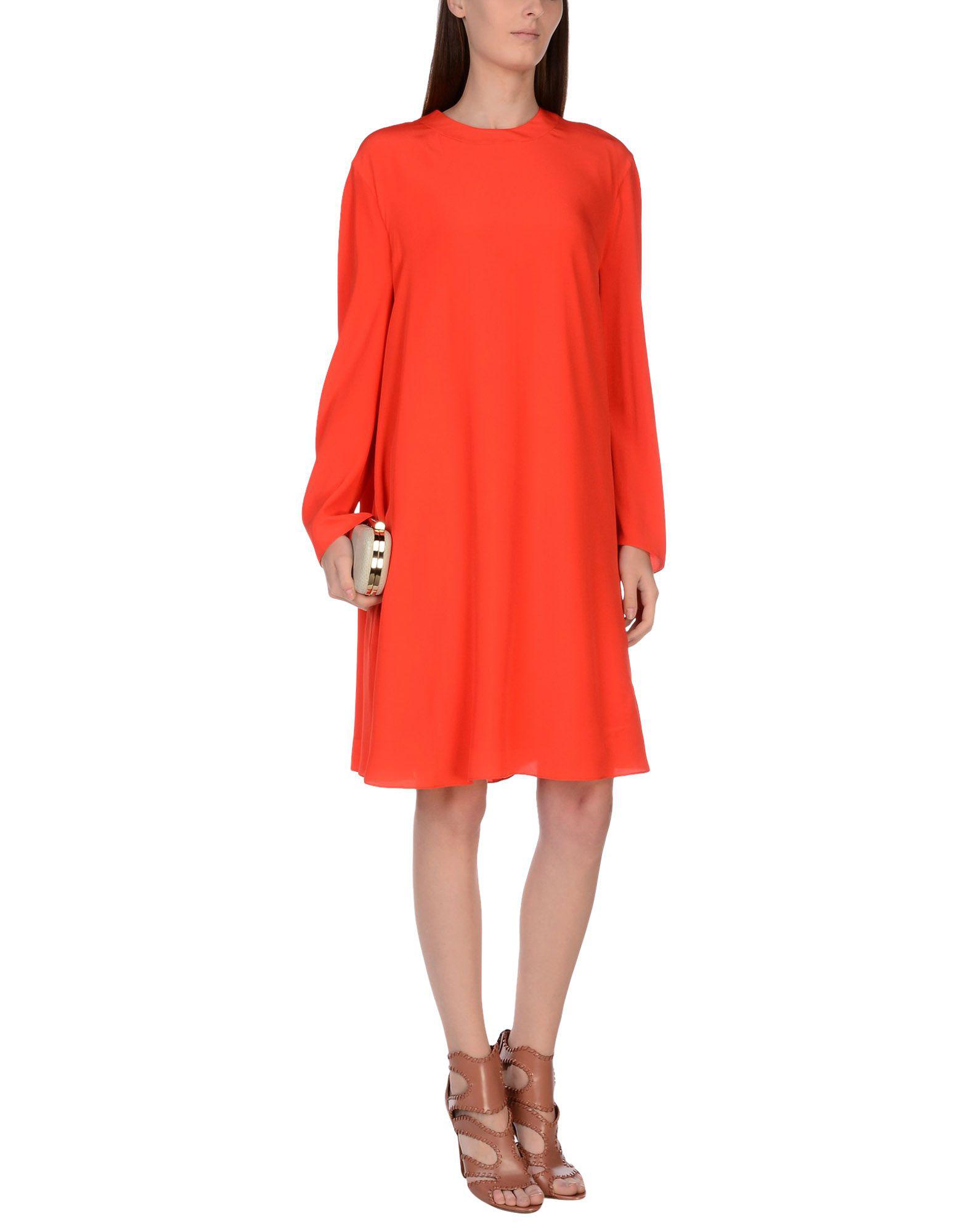 Balenciaga Silk Knee-length Dress in Red - Lyst