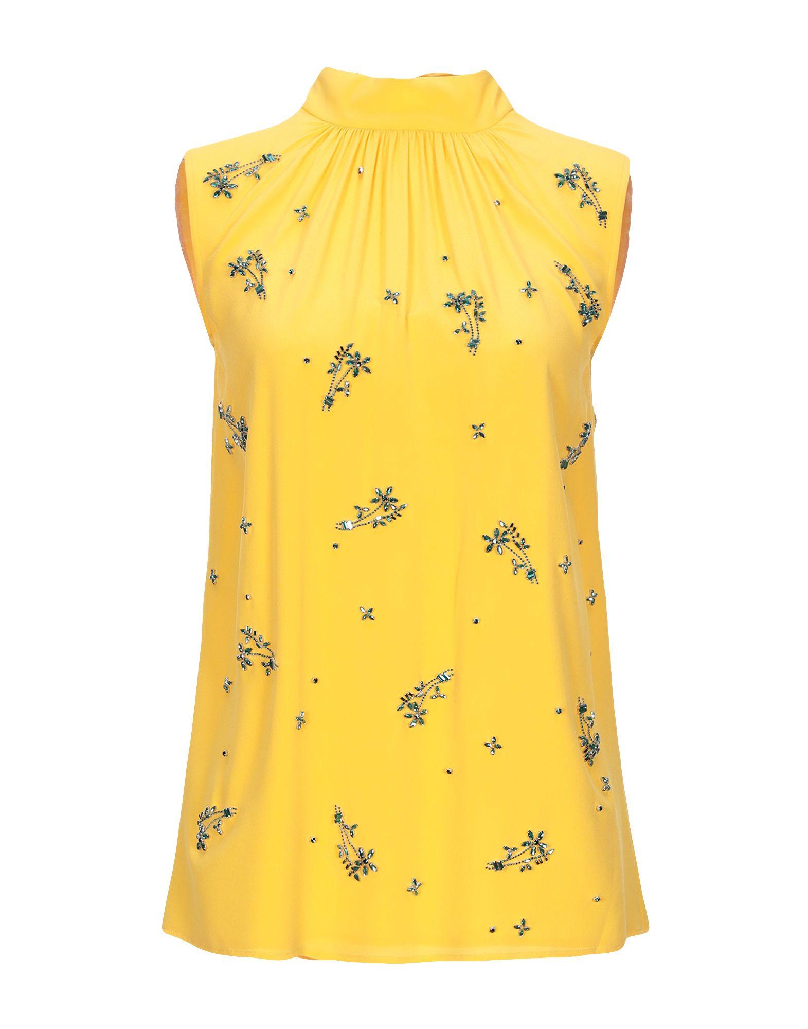 Prada Silk T-shirt in Yellow - Lyst