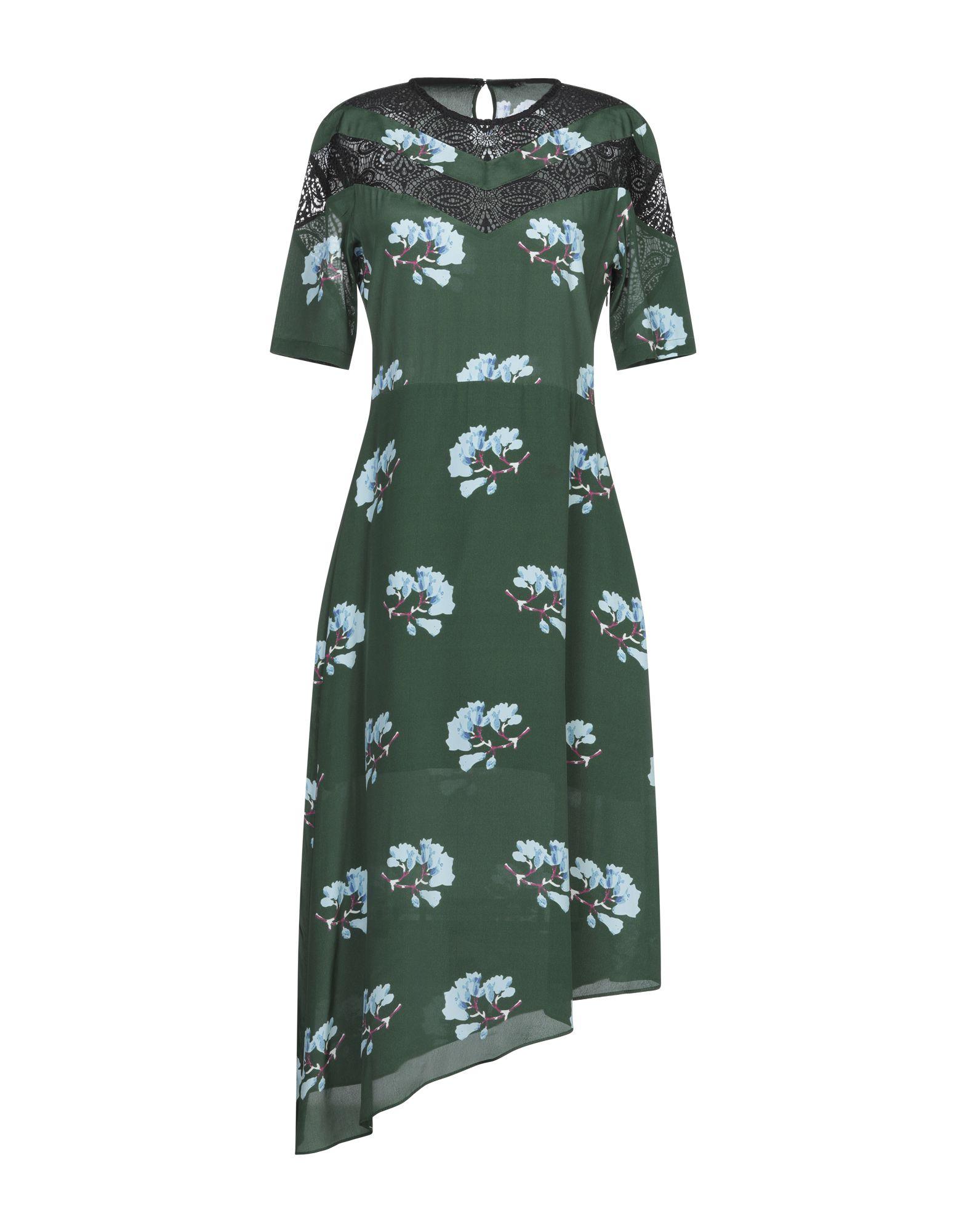 Maje Satin Knee-length Dress in Green - Lyst