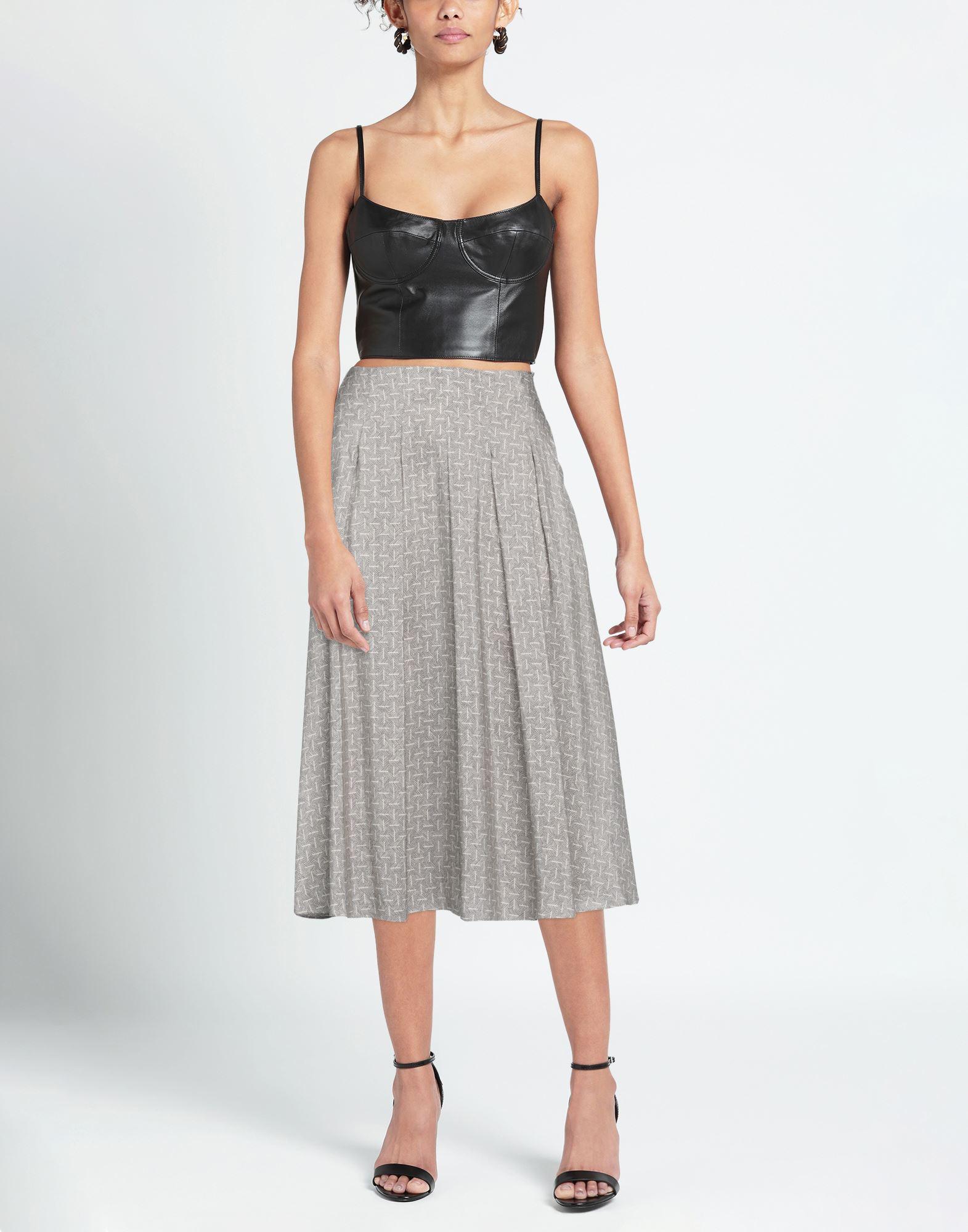 Mark Kenly Domino Tan Midi Skirt in Gray | Lyst