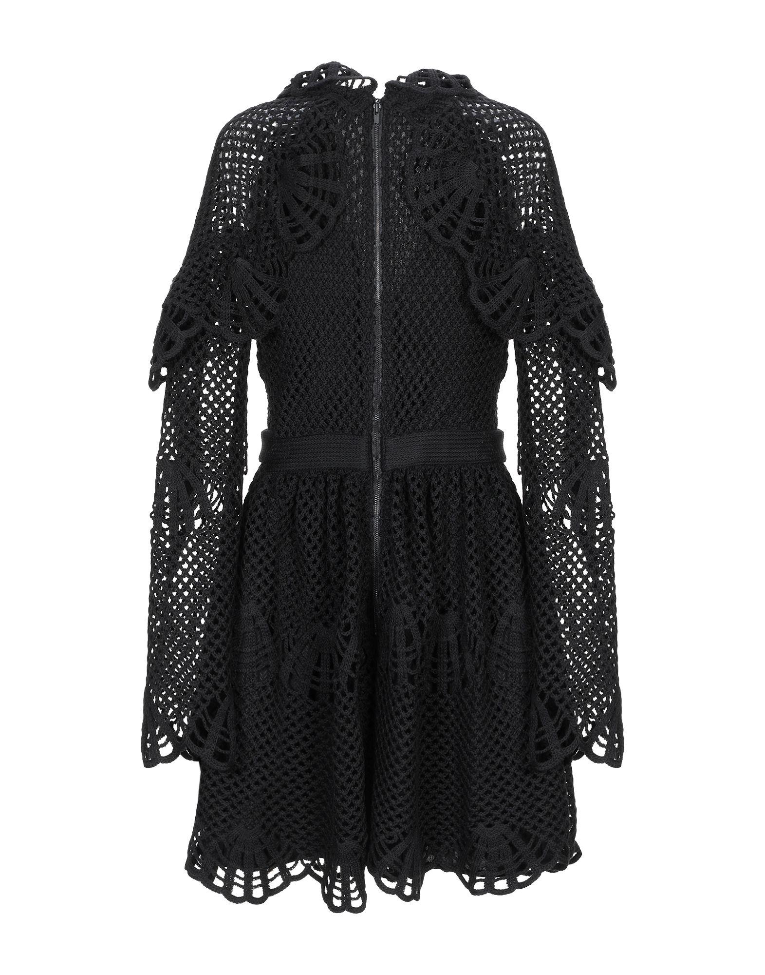 Self-Portrait Synthetic Short Dress in Black - Lyst