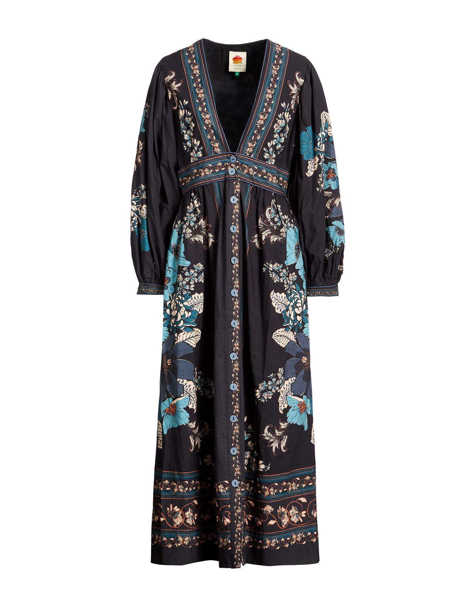 farm rio bright flora brown long sleeve mini dress FARM Rio Bright Flora Brown Long Sleeve Mini Dress