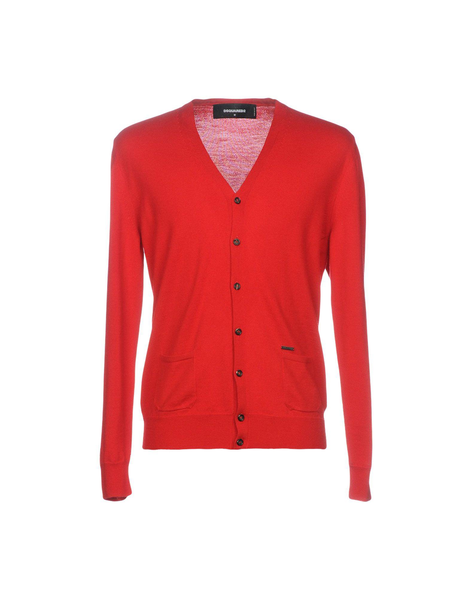 DSquared² Wool Cardigan in Red for Men - Lyst