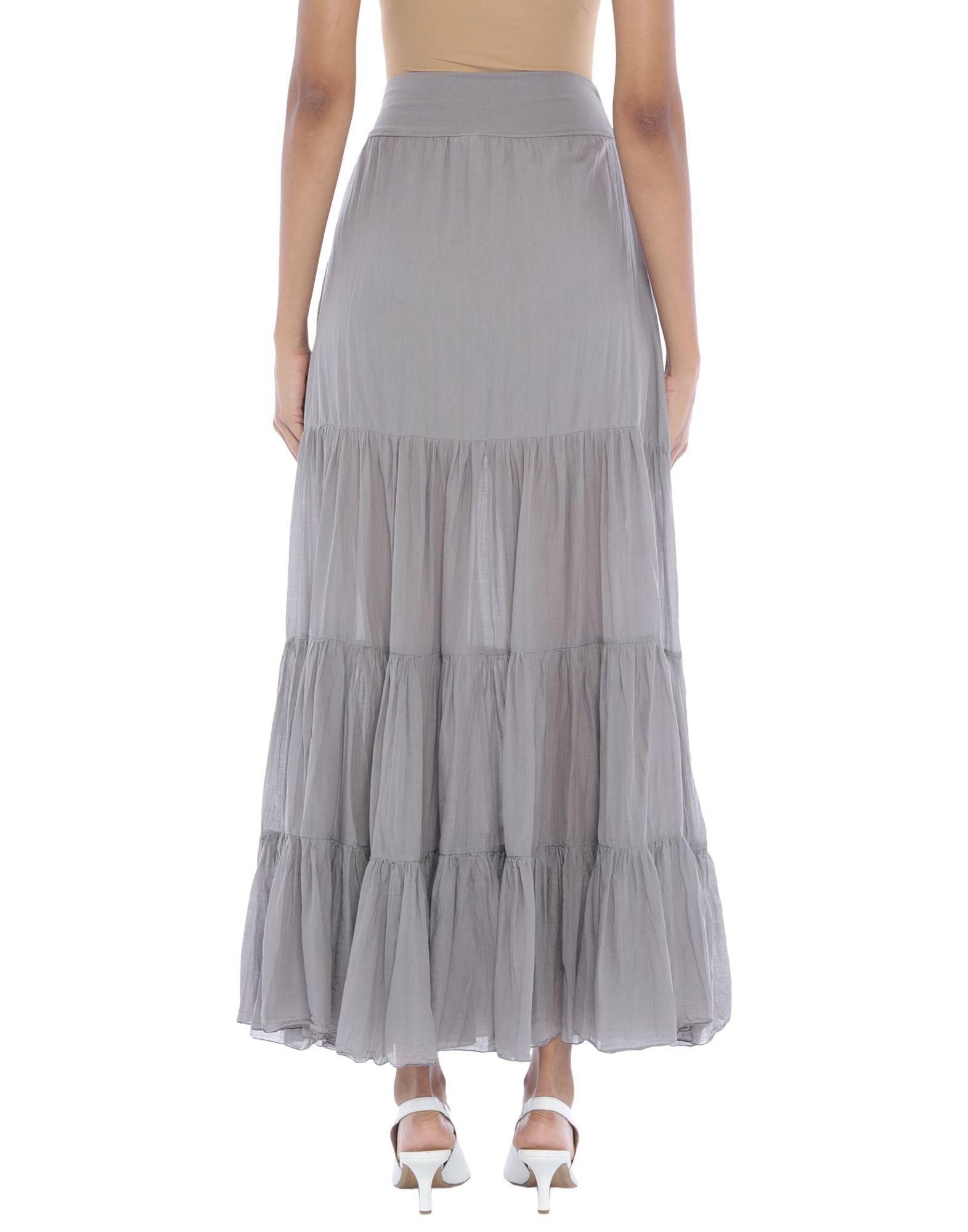 European Culture Cotton Long Skirt in Light Grey (Gray) - Lyst