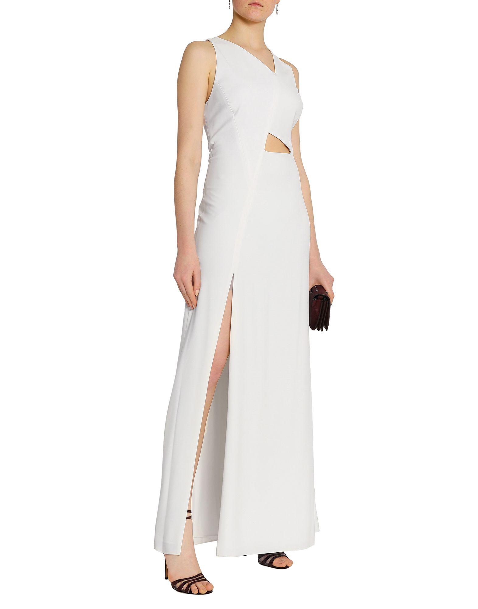 Halston Long Dress in Ivory (White) - Lyst