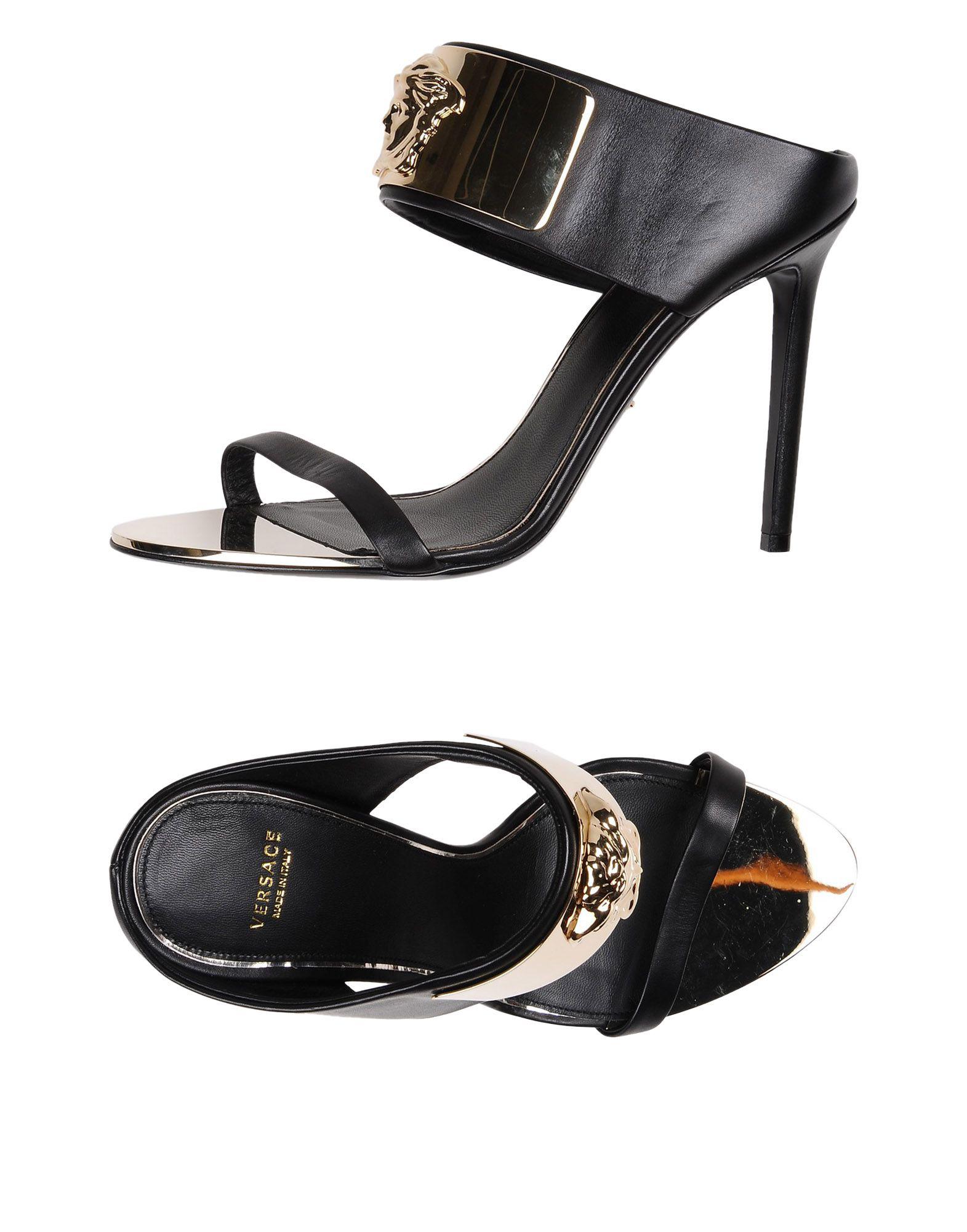 Versace Leather Sandals in Black - Lyst