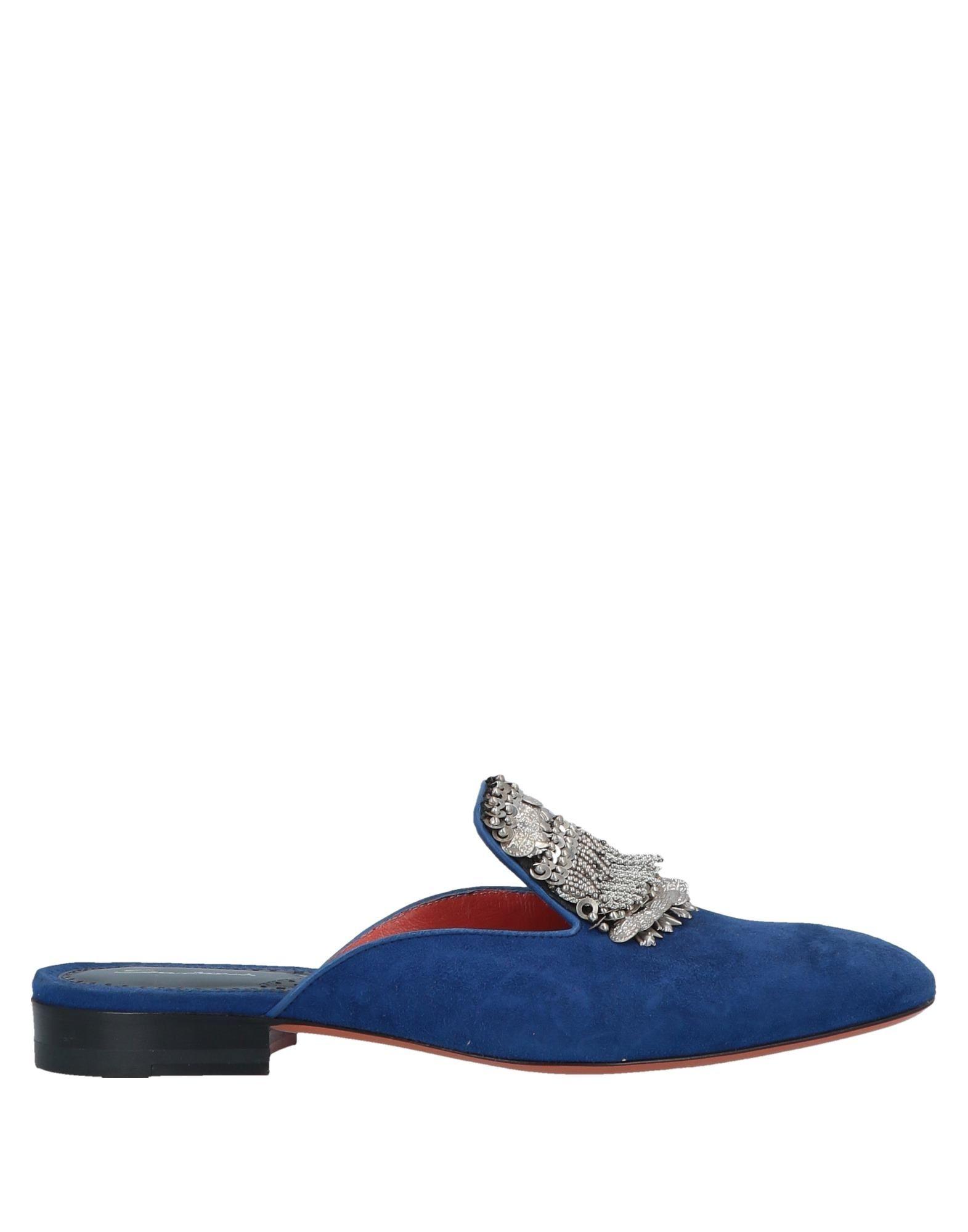 bright blue mules