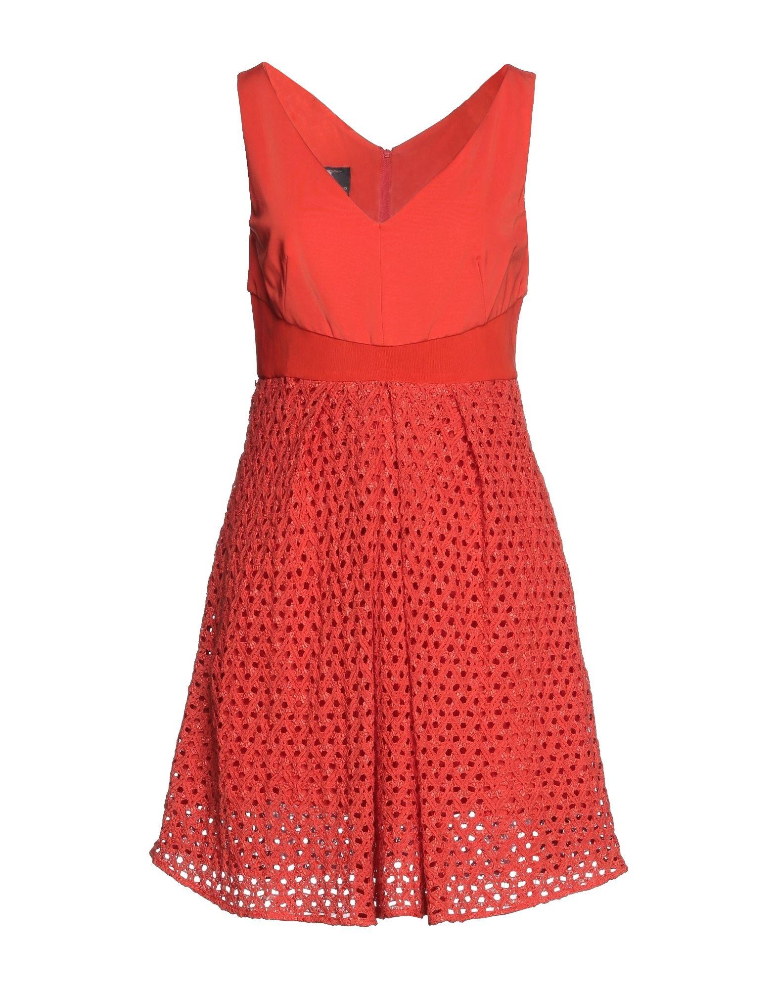 Pinko Cotton Short Dress in Coral (Red) | Lyst