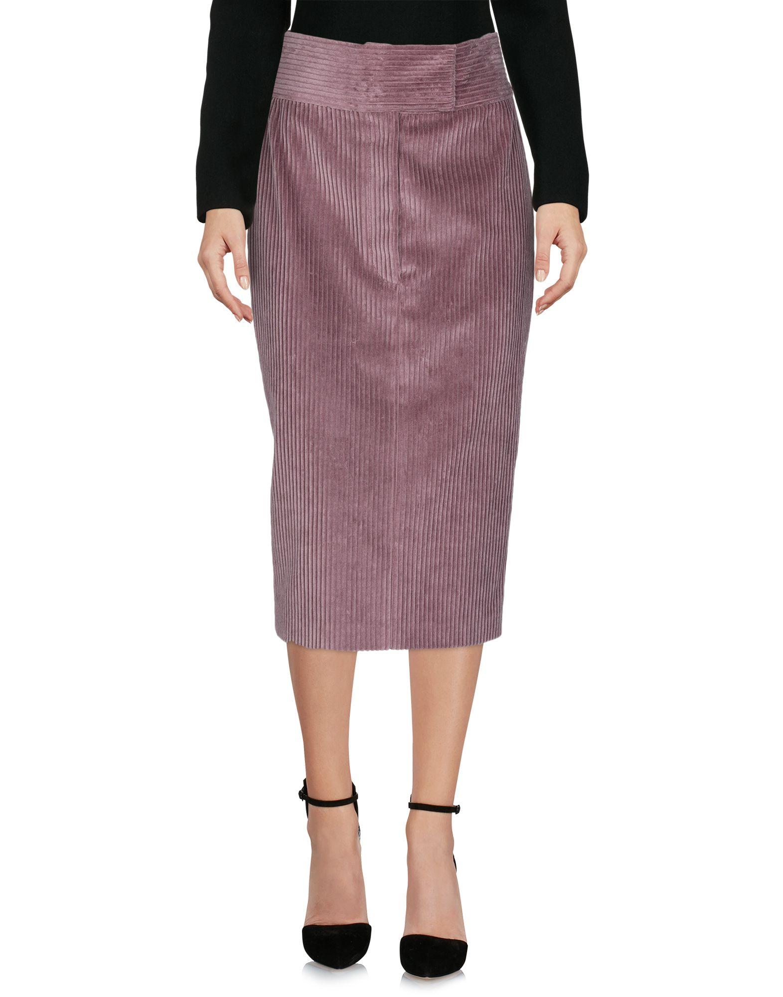Brunello Cucinelli Velvet Knee Length Skirt in Mauve (Purple) - Lyst
