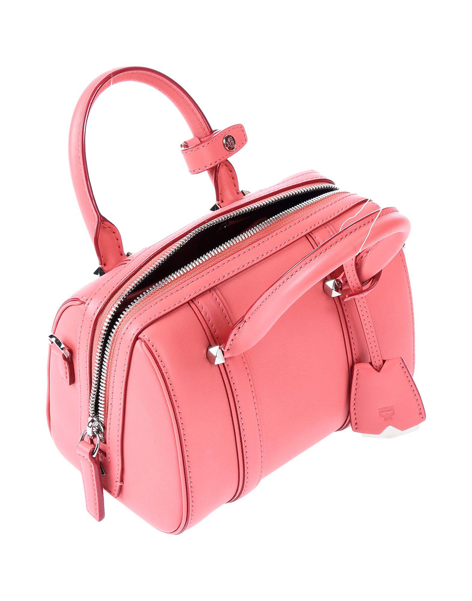 large pink mcm bag