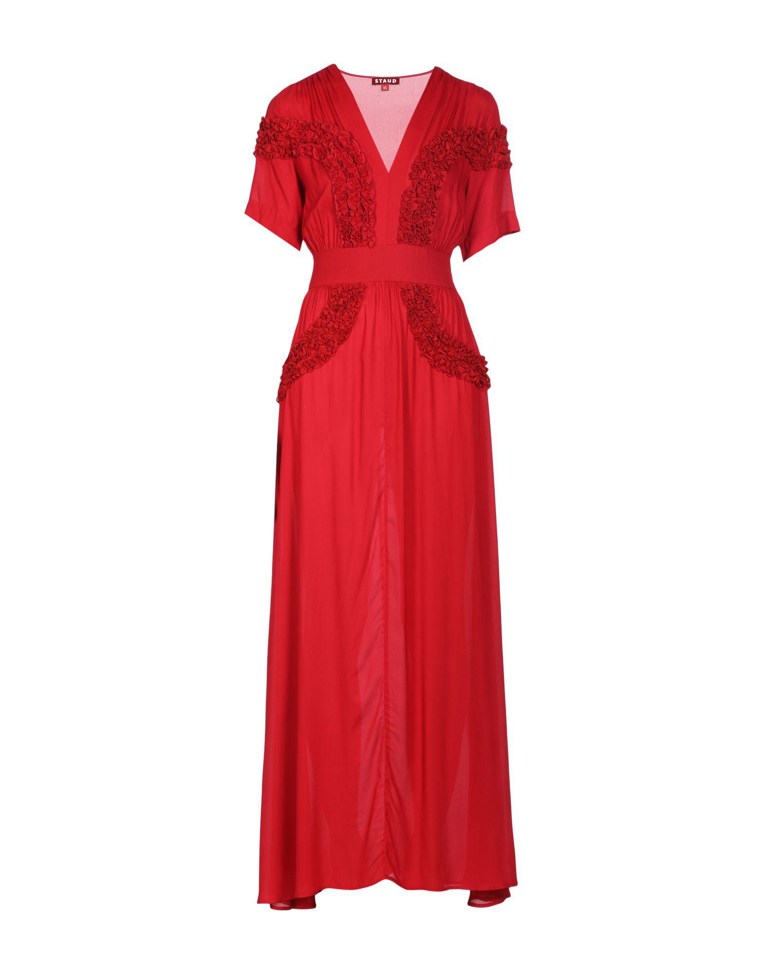 STAUD Long Dress in Red - Lyst