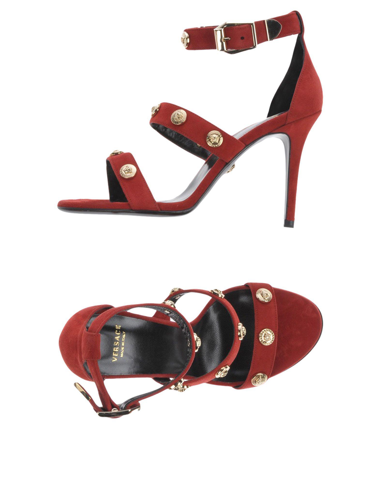 Versace Suede Sandals in Red - Lyst