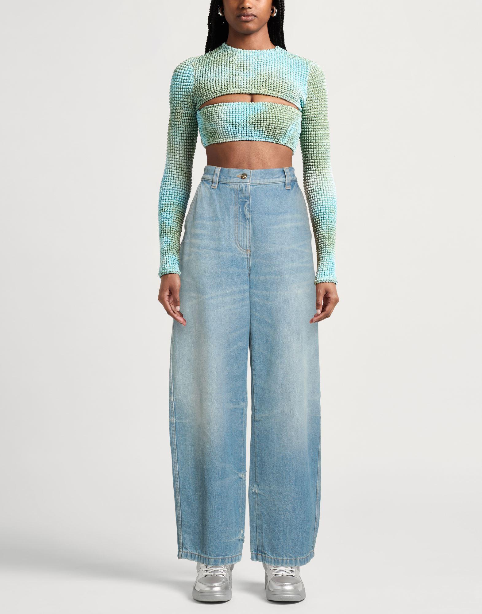 デニム・ジーパン PALM ANGELS PARIS WIDE COTTON DENIM JEANS Palm Angels Wide-leg jeans for Women | Online Sale up to 79
