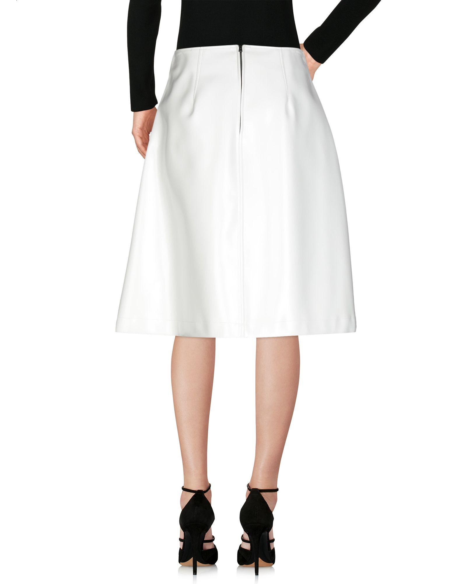 Jil Sander Navy Knee Length Skirt in White - Lyst