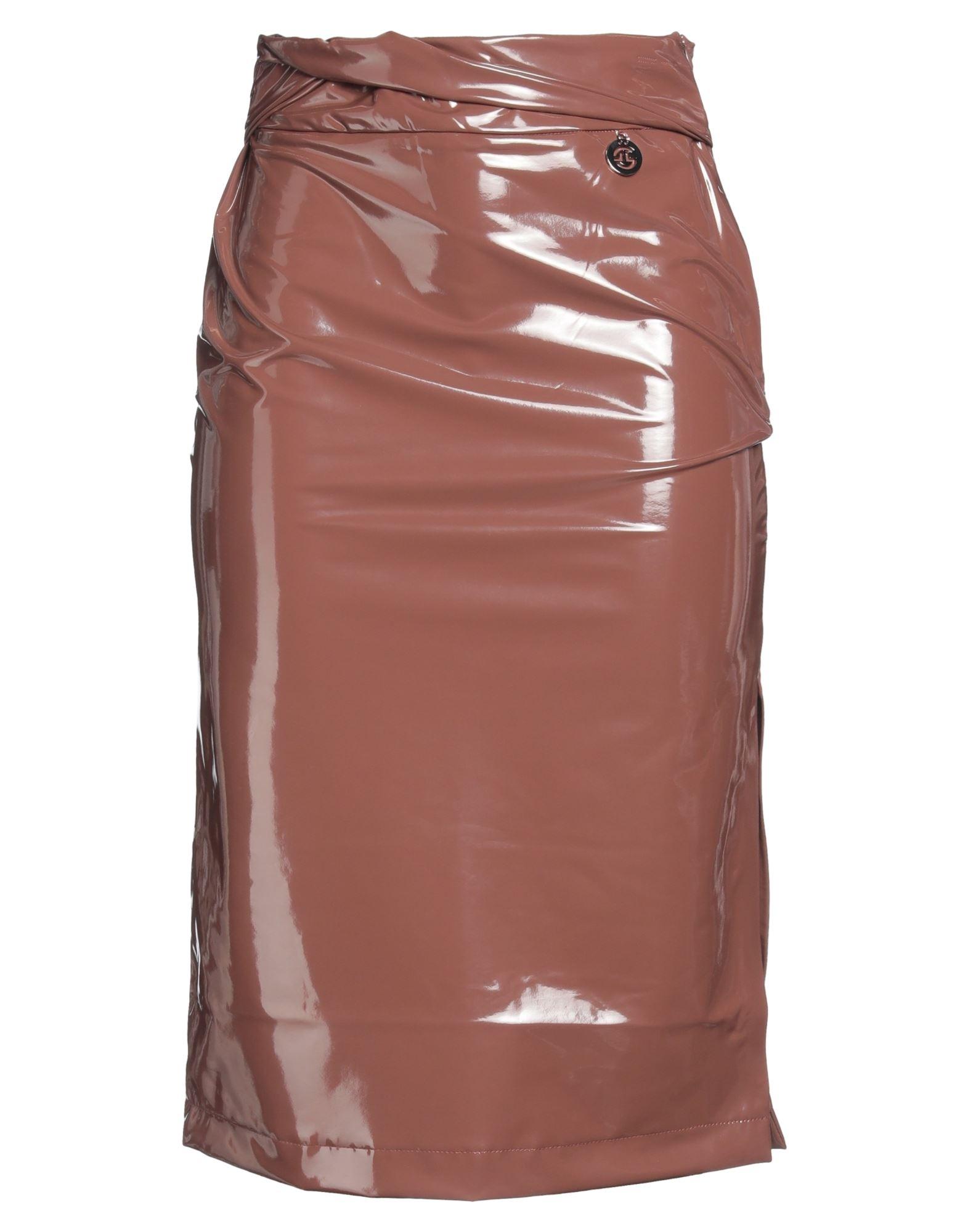 Tan Khaki Vinyl Skirt Stretch Surplus Mini Skirt