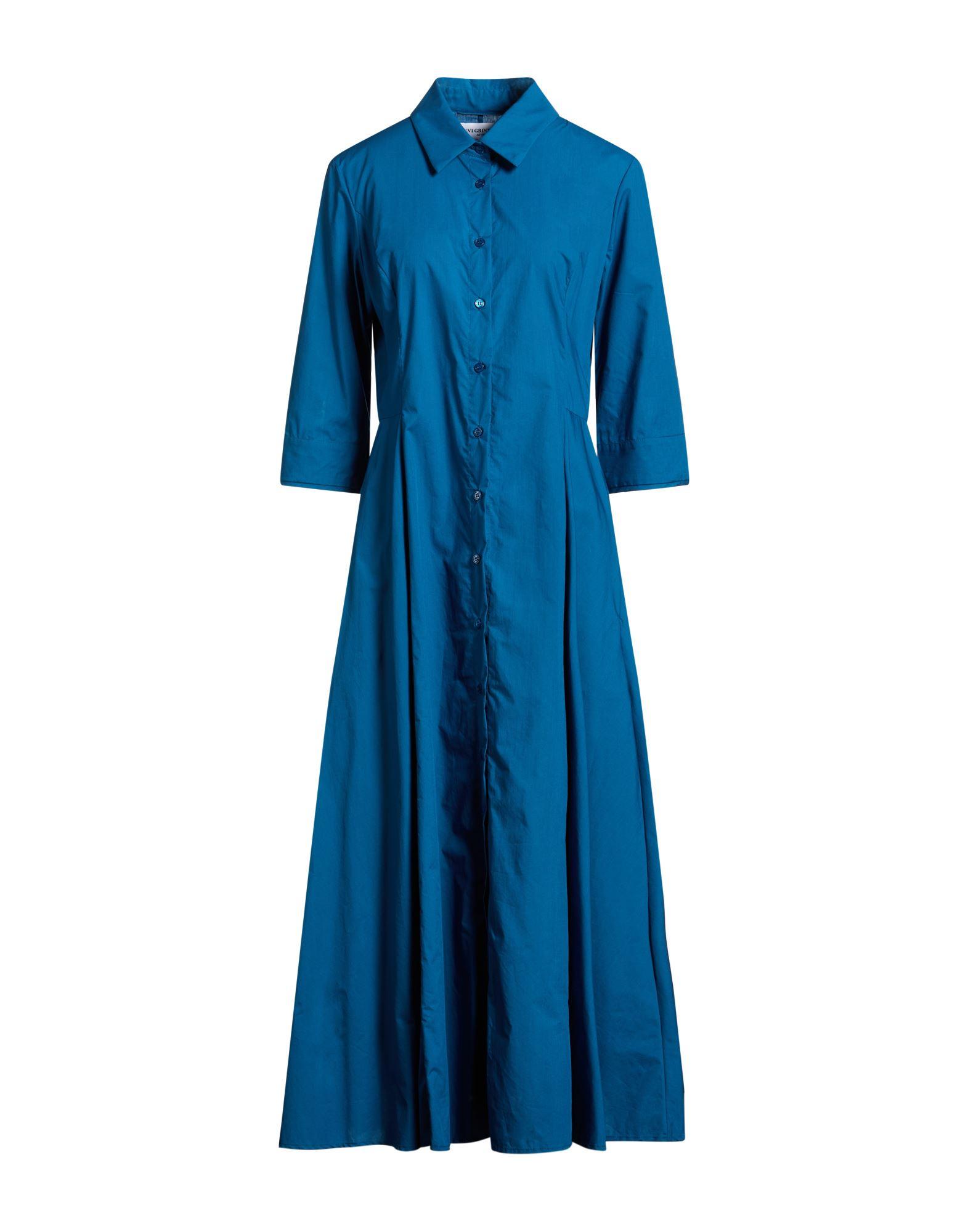 blue cotton poplin maxi shirt dress by evi grintela Stripe Cotton Poplin Shirtdress