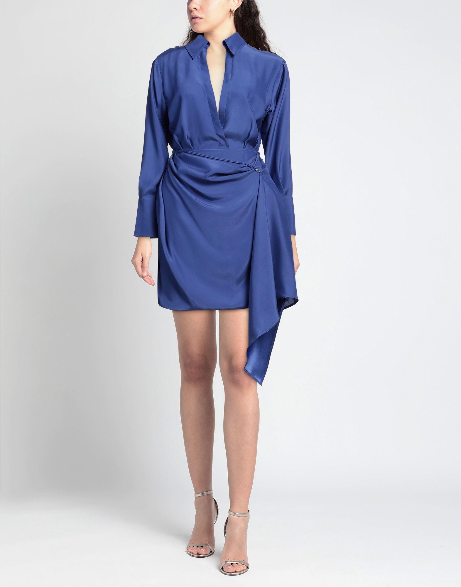gauge81 blue dress Deni Mini Gust – Pleated Polyamide Blend Mini Dress