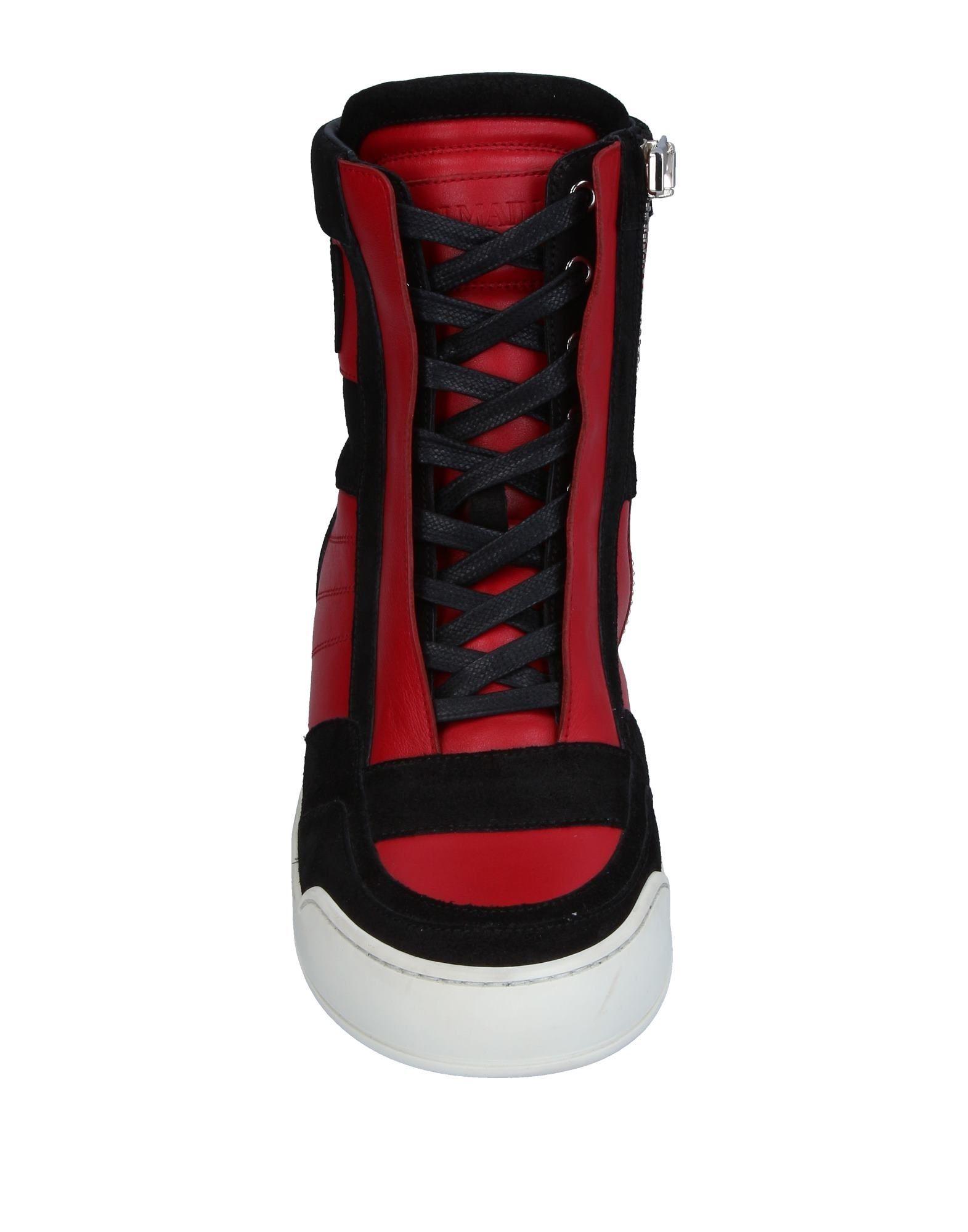 Balmain Leather Hightops & Sneakers in Red for Men Lyst