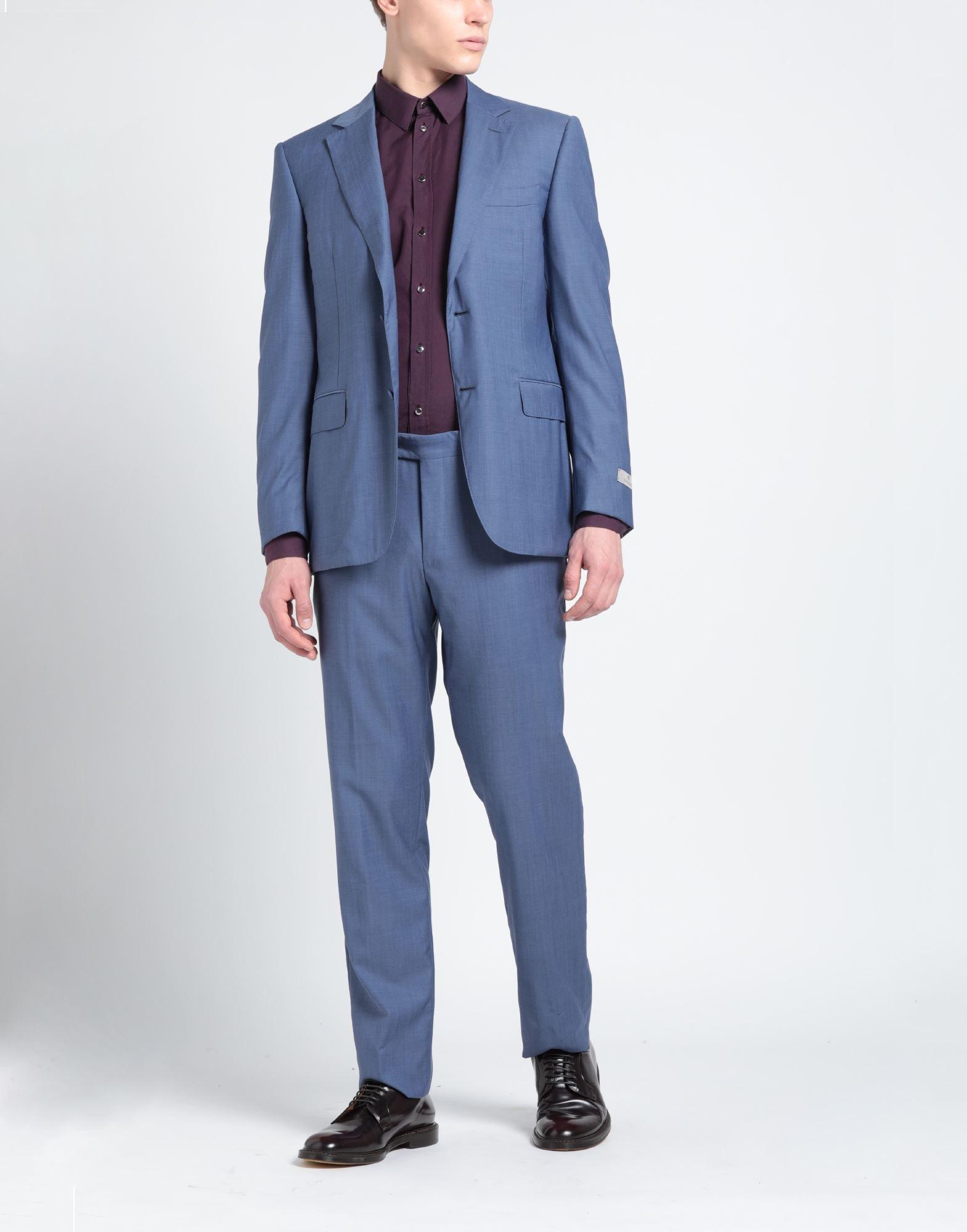 canali classic fit solid wool suit